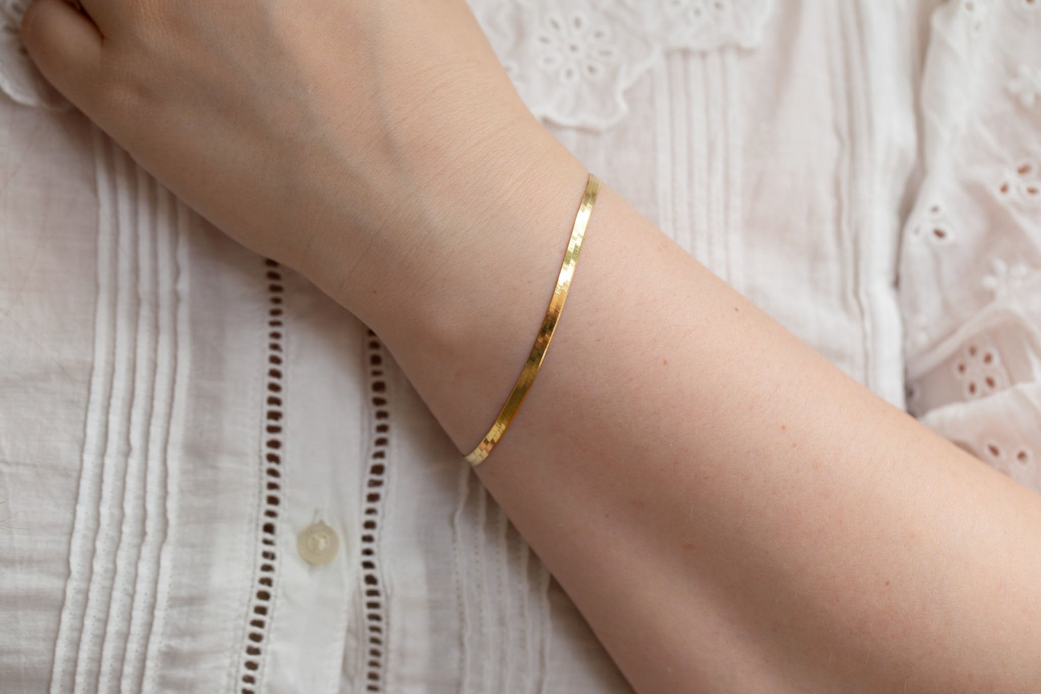Herringbone Chain Bracelet, 2.8 mm | 14k Recycled Gold