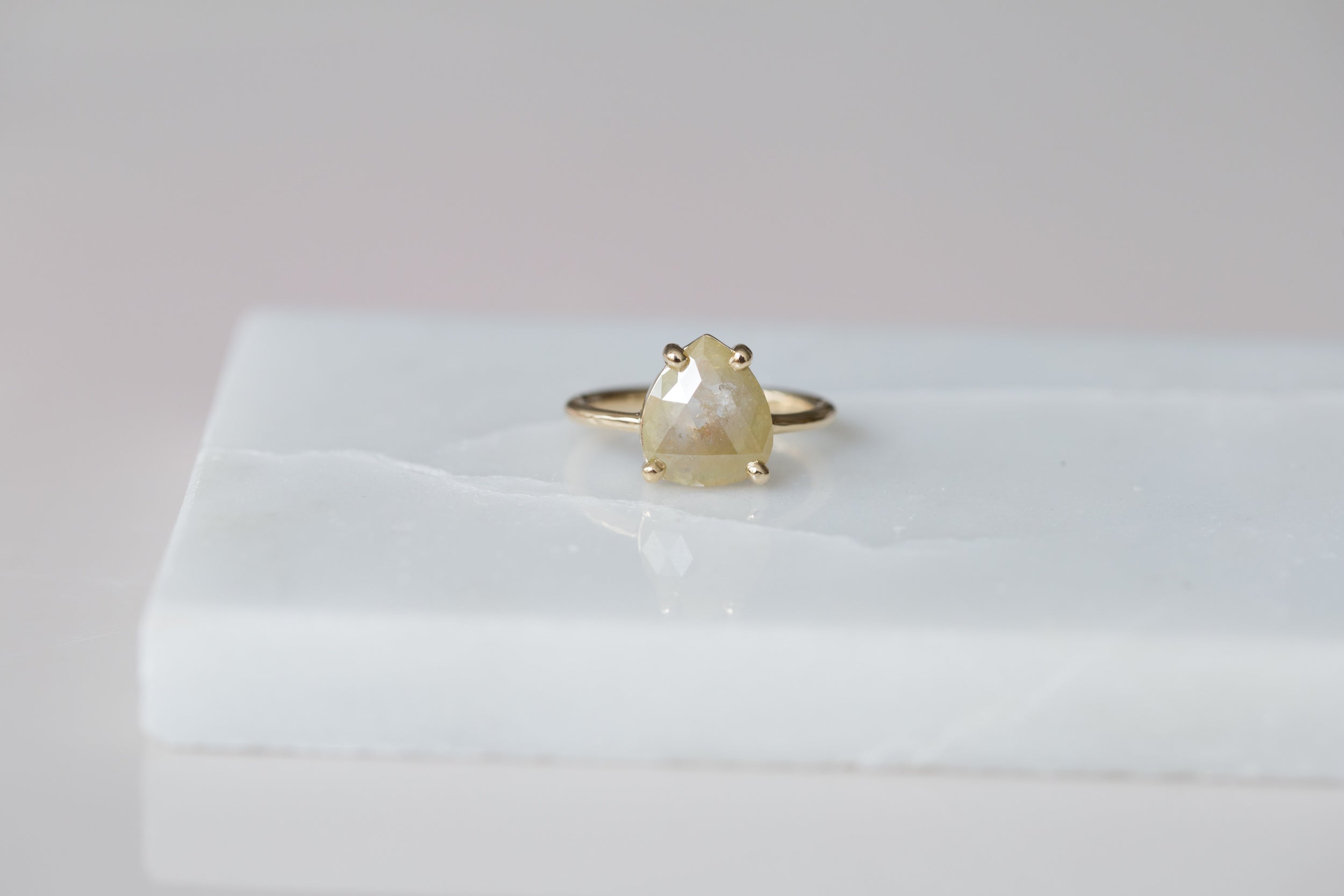 Briar Ring | Rustic Yellow Diamond Solitaire Engagement Ring | 14k Recycled Gold | One of a Kind