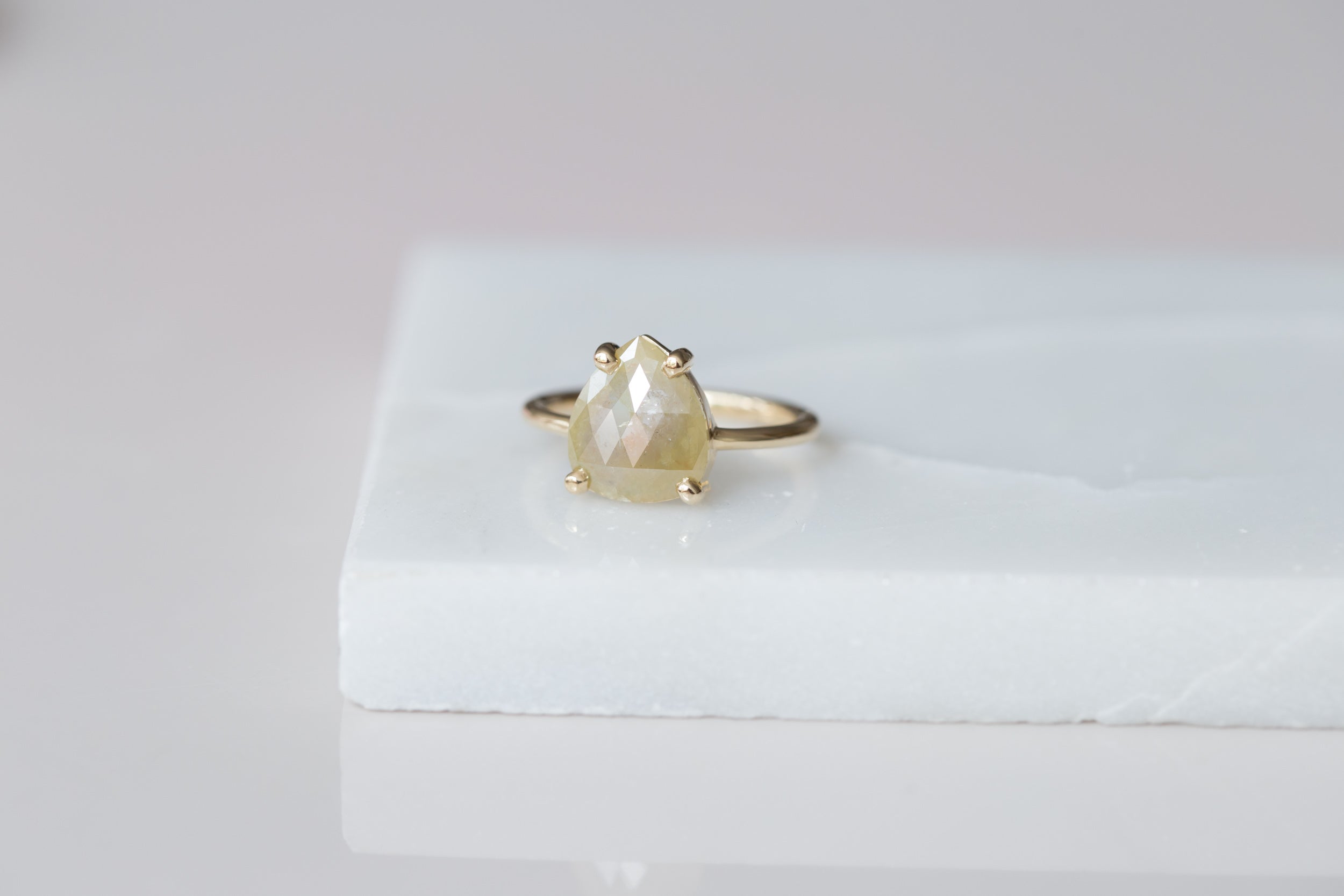 Briar Ring | Rustic Yellow Diamond Solitaire Engagement Ring | 14k Recycled Gold | One of a Kind