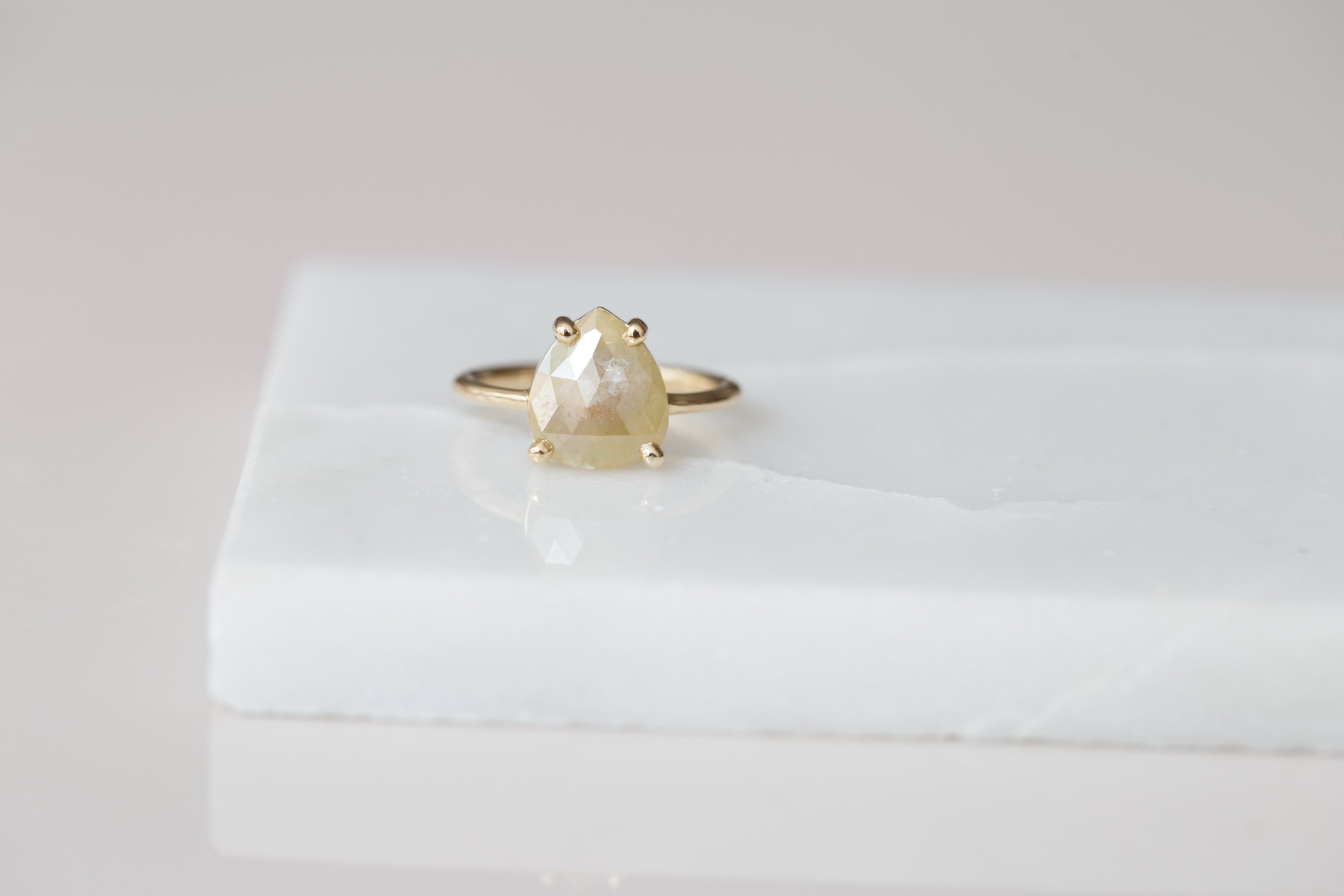 Briar Ring | Rustic Yellow Diamond Solitaire Engagement Ring | 14k Recycled Gold | One of a Kind