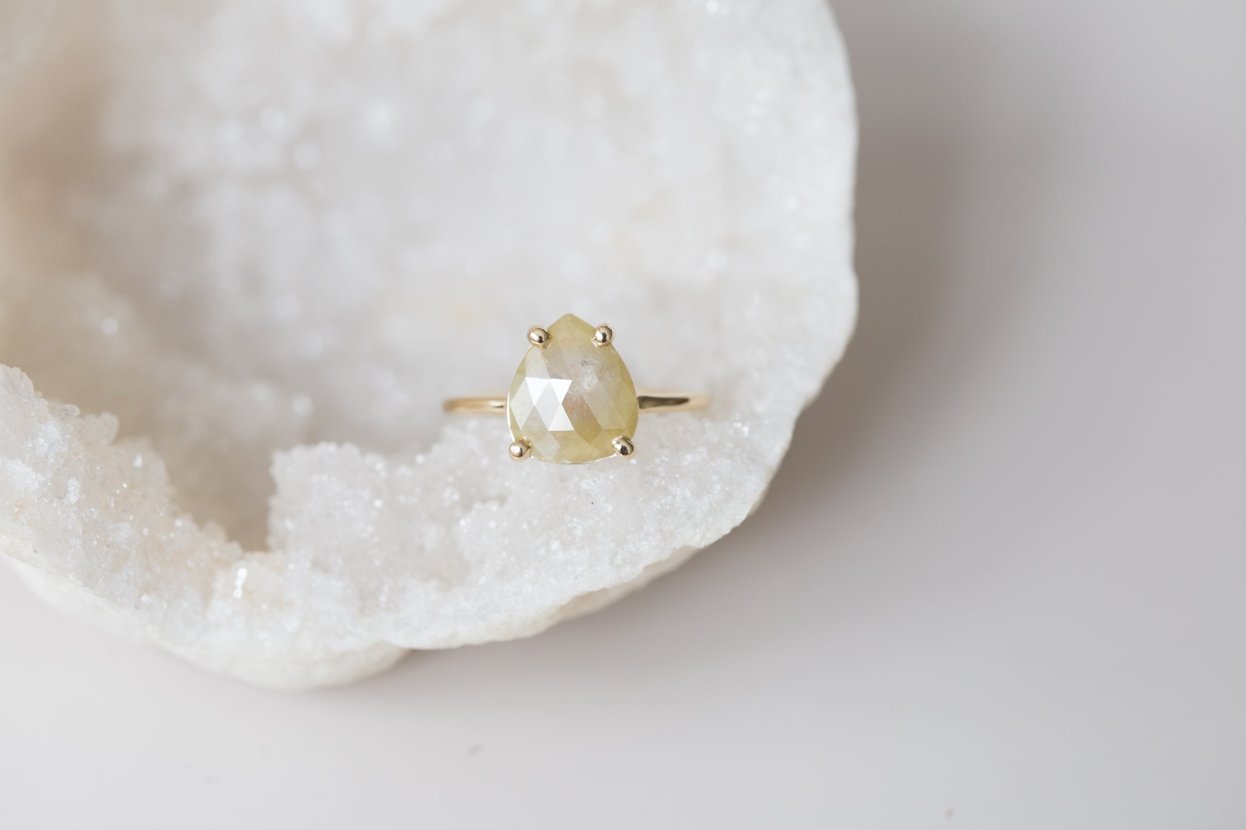 Briar Ring | Rustic Yellow Diamond Solitaire Engagement Ring | 14k Recycled Gold | One of a Kind
