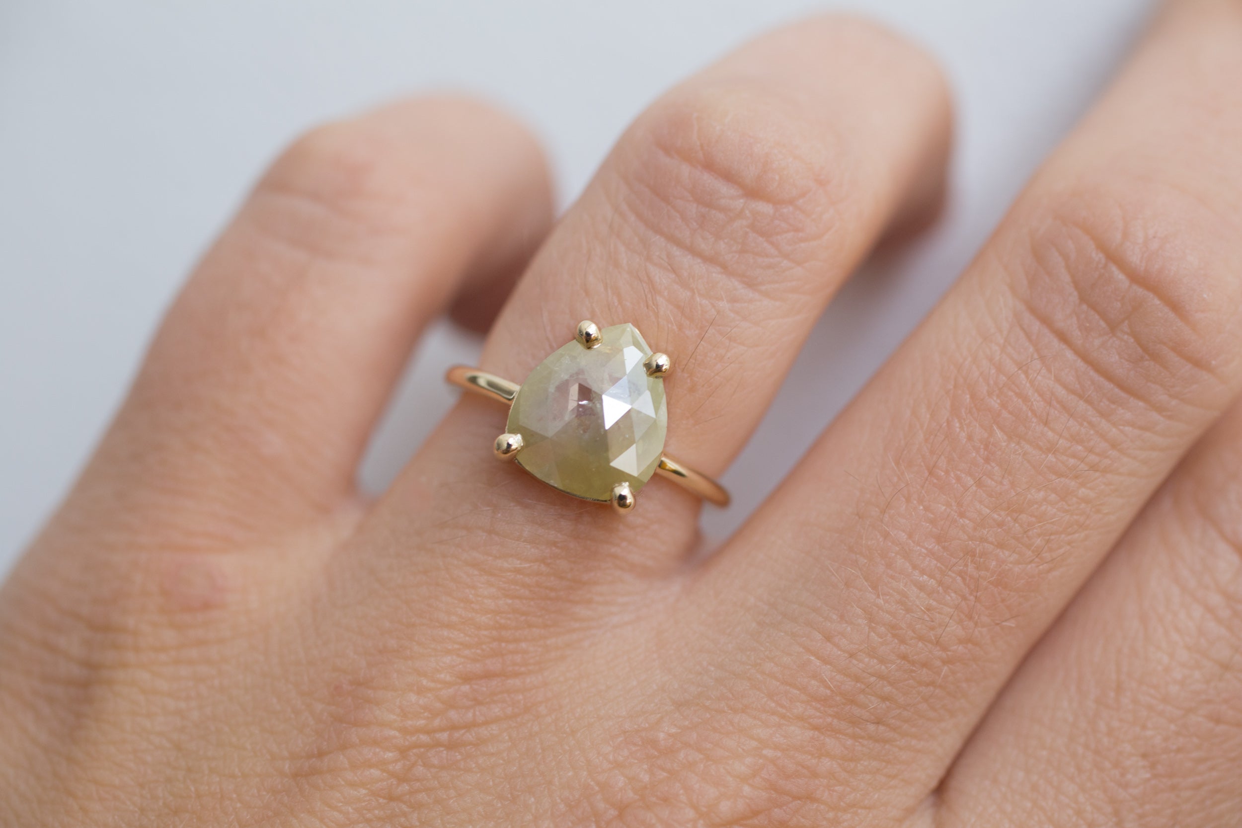 Briar Ring | Rustic Yellow Diamond Solitaire Engagement Ring | 14k Recycled Gold | One of a Kind