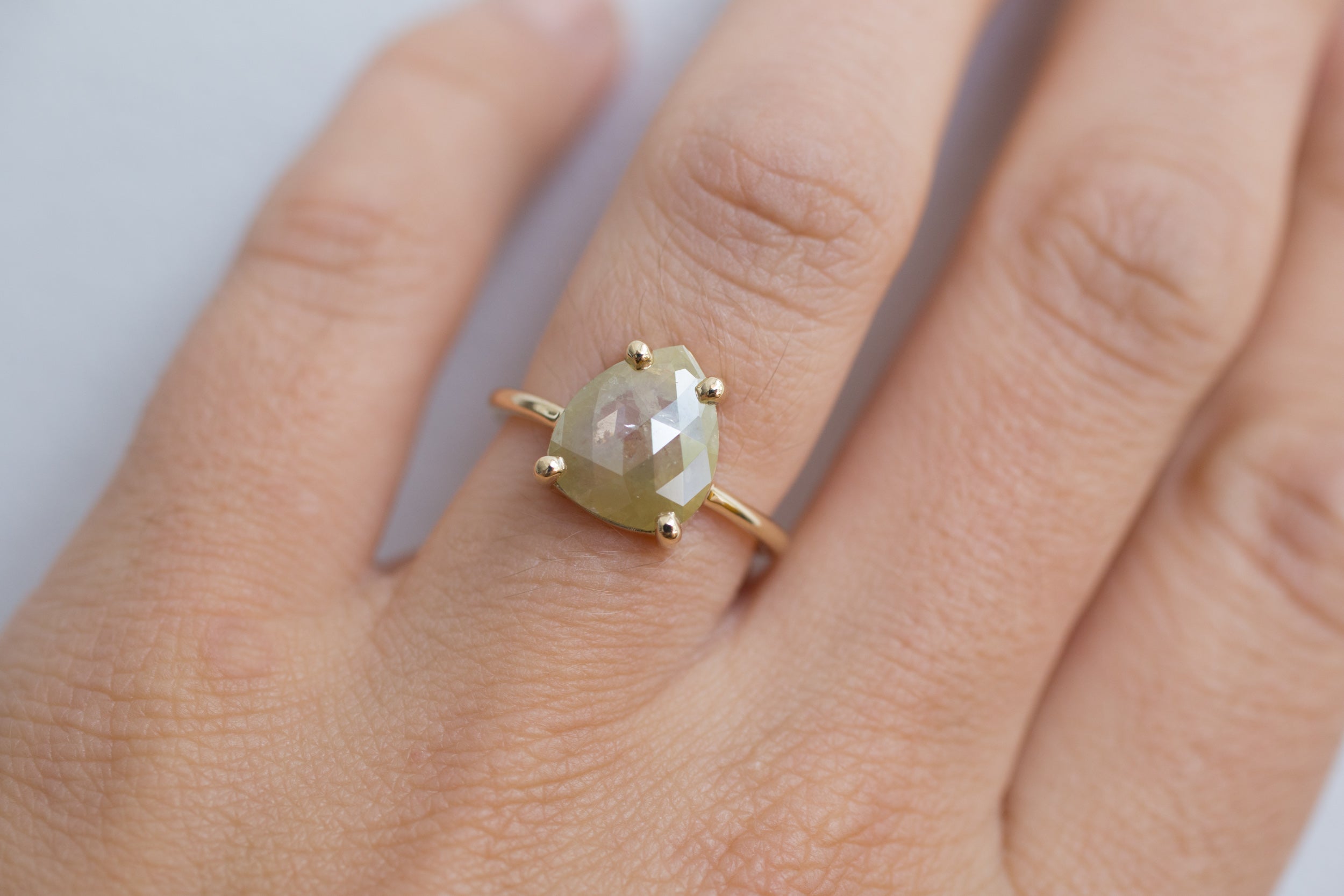 Briar Ring | Rustic Yellow Diamond Solitaire Engagement Ring | 14k Recycled Gold | One of a Kind