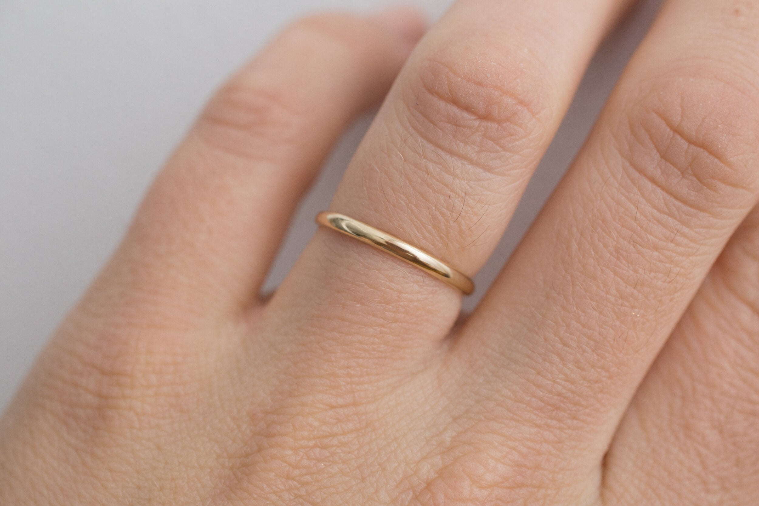 2 x 1 mm Half Round Band | 14k Recycled Gold