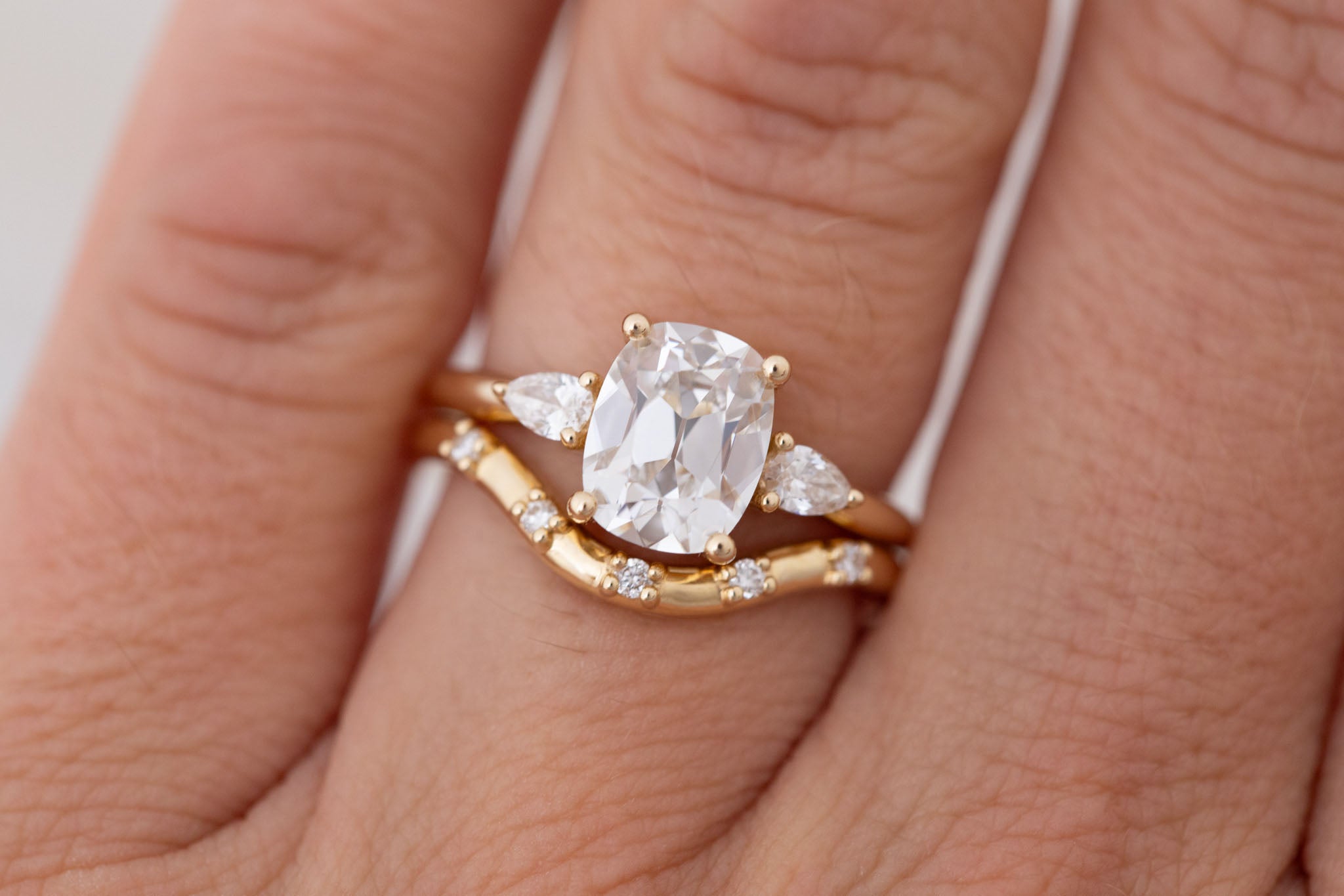 Iris Ring | Lab Diamond + Pear Diamond Accent Engagement Ring 2 ct | 14k Recycled Gold | One of a Kind