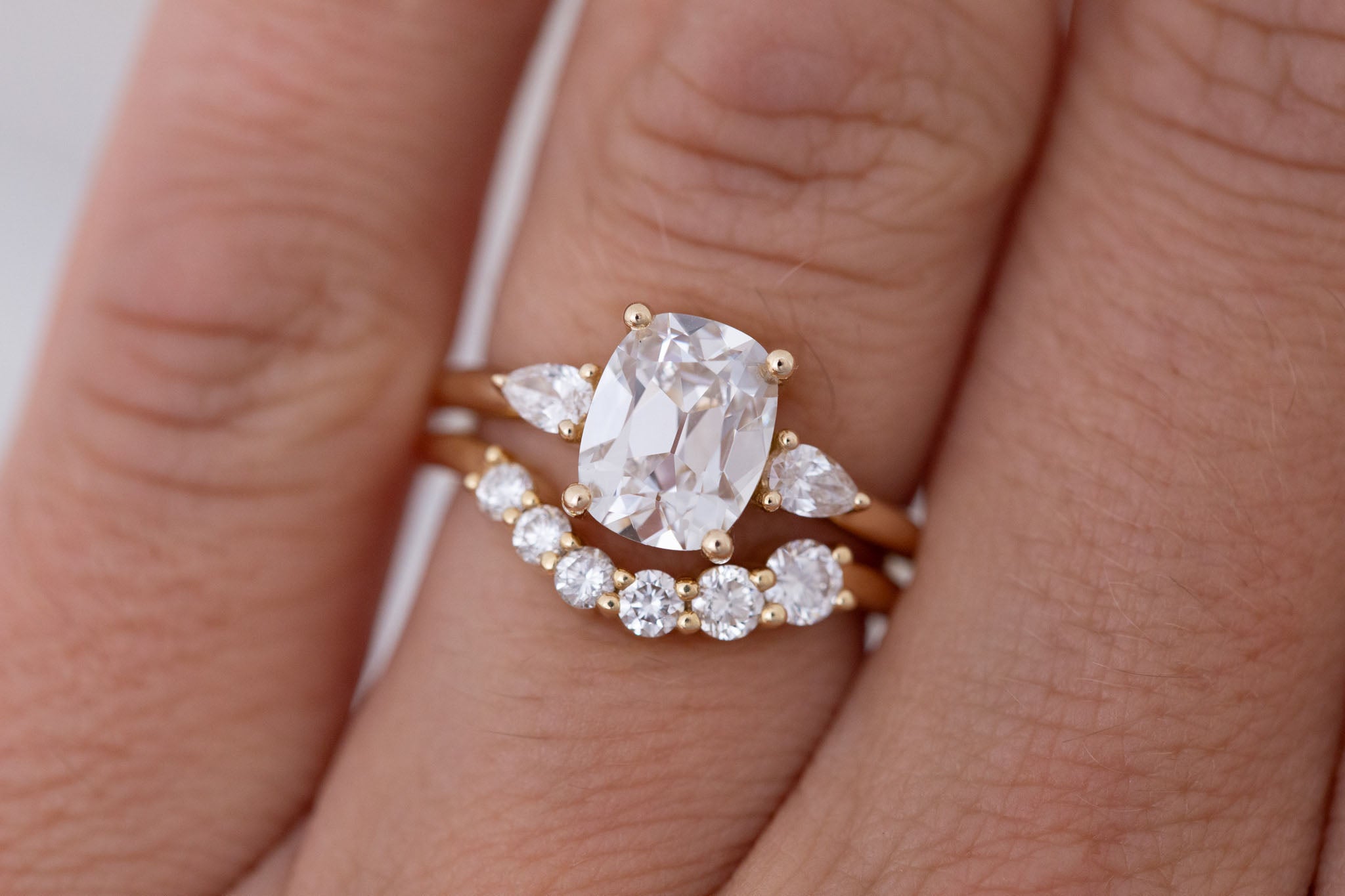 Iris Ring | Lab Diamond + Pear Diamond Accent Engagement Ring 2 ct | 14k Recycled Gold | One of a Kind