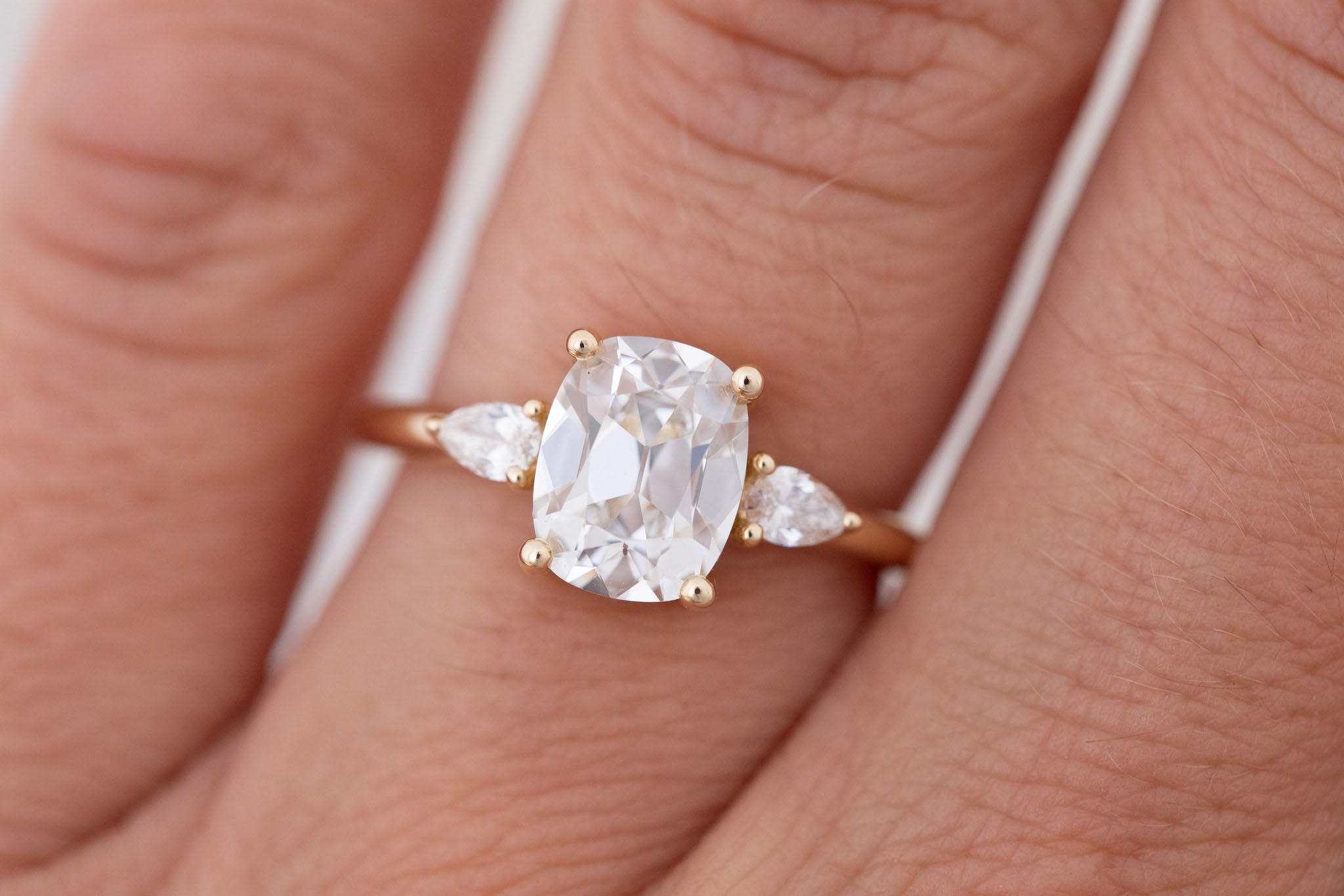 Iris Ring | Lab Diamond + Pear Diamond Accent Engagement Ring 2 ct | 14k Recycled Gold | One of a Kind