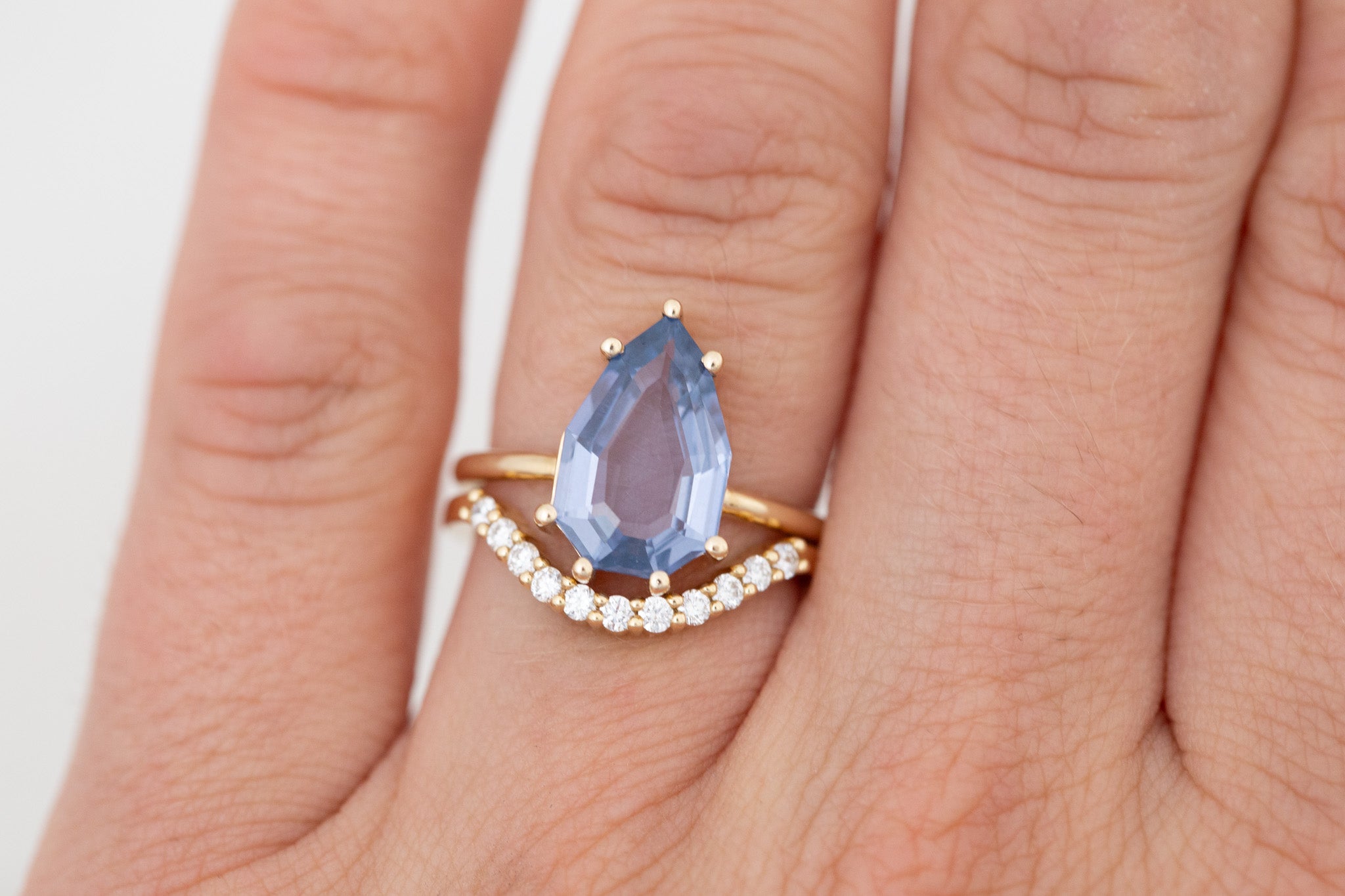Mesa Ring | Step Cut Geometric Pear Spinel Solitaire Engagement Ring 3.56 ct | 14k Recycled Gold | One of a Kind