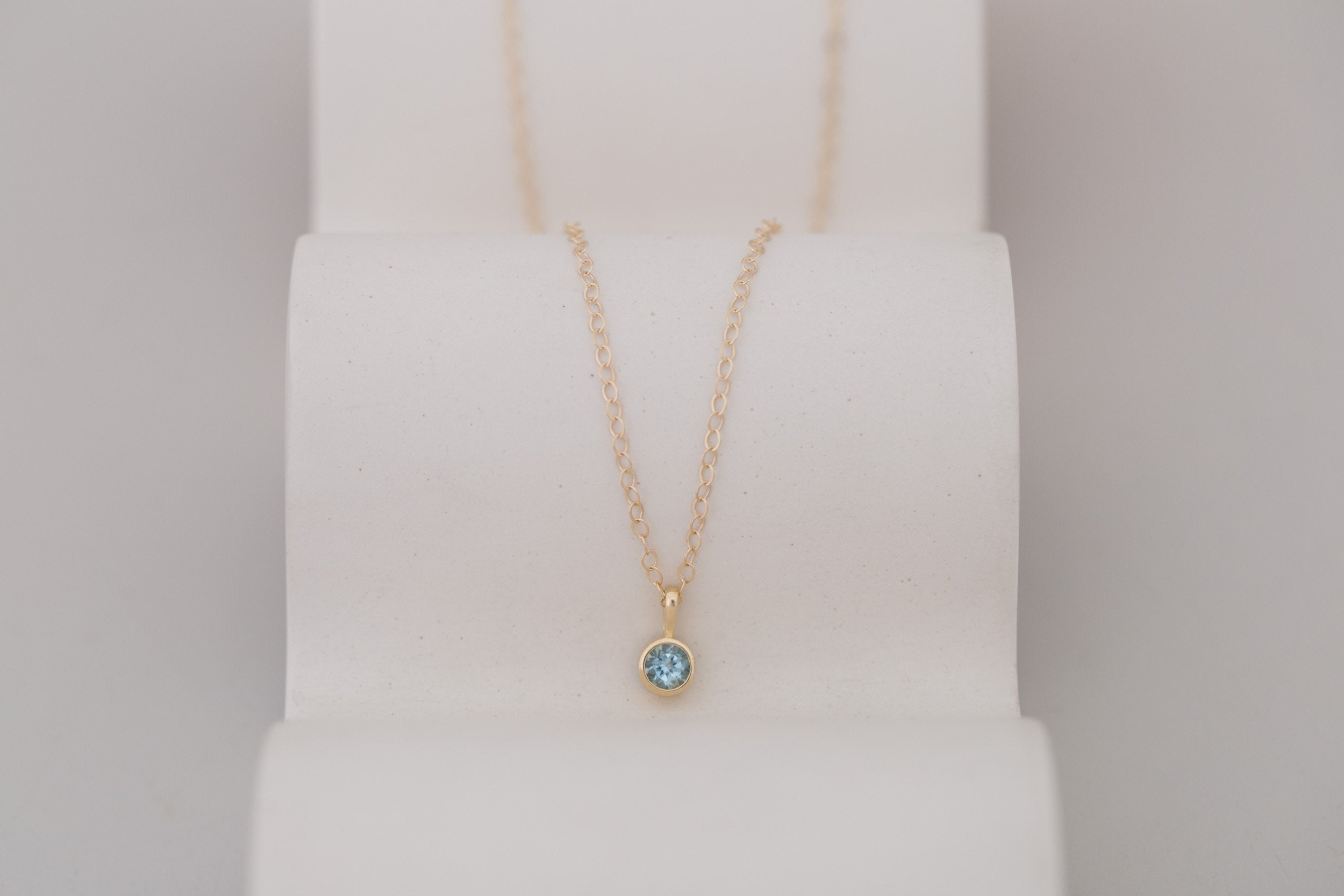 Aquamarine Necklace | The Birthstone Collection | March | 14k Recycled Gold