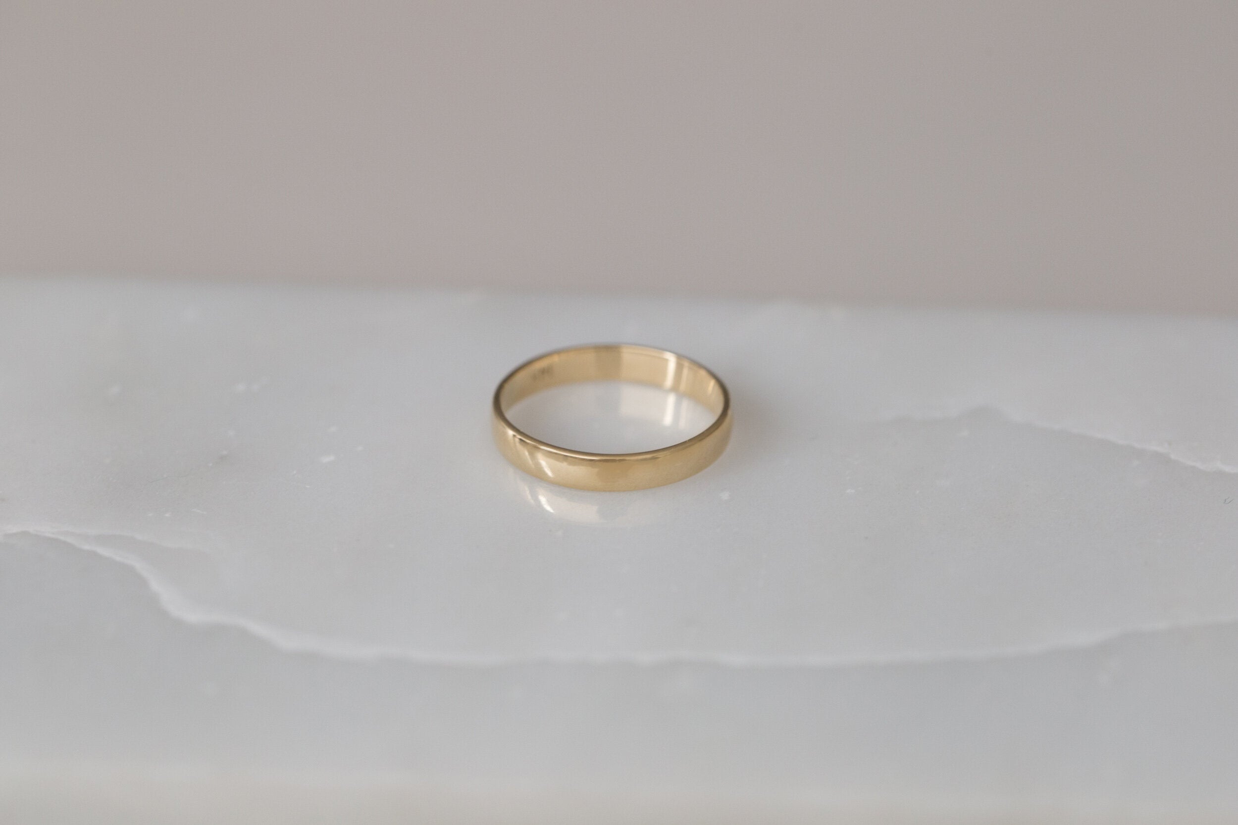 3 x 1 mm Half Round Band | 14k Recycled Gold