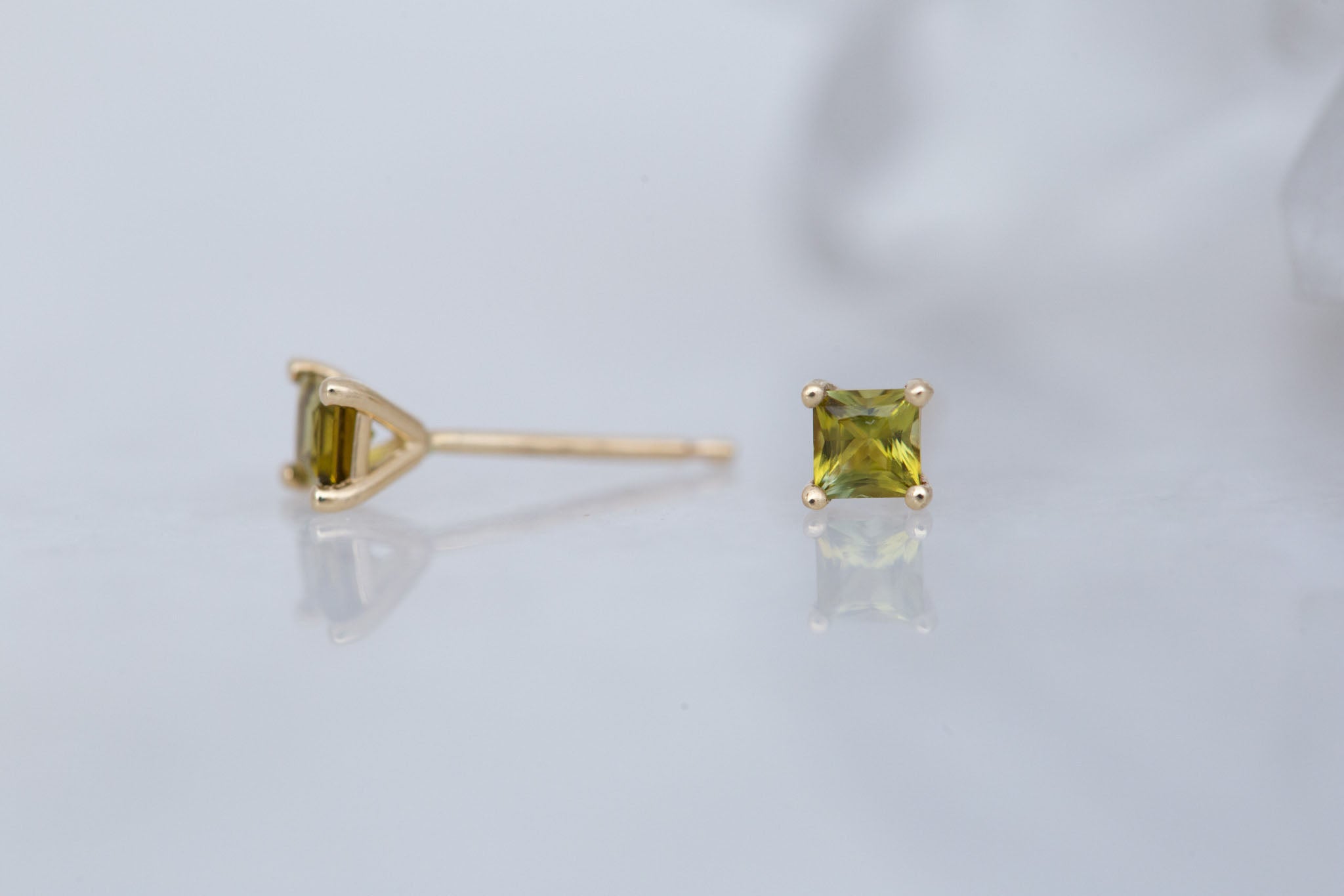 Princess Cut Tourmaline Earrings | 14k Recycled Gold