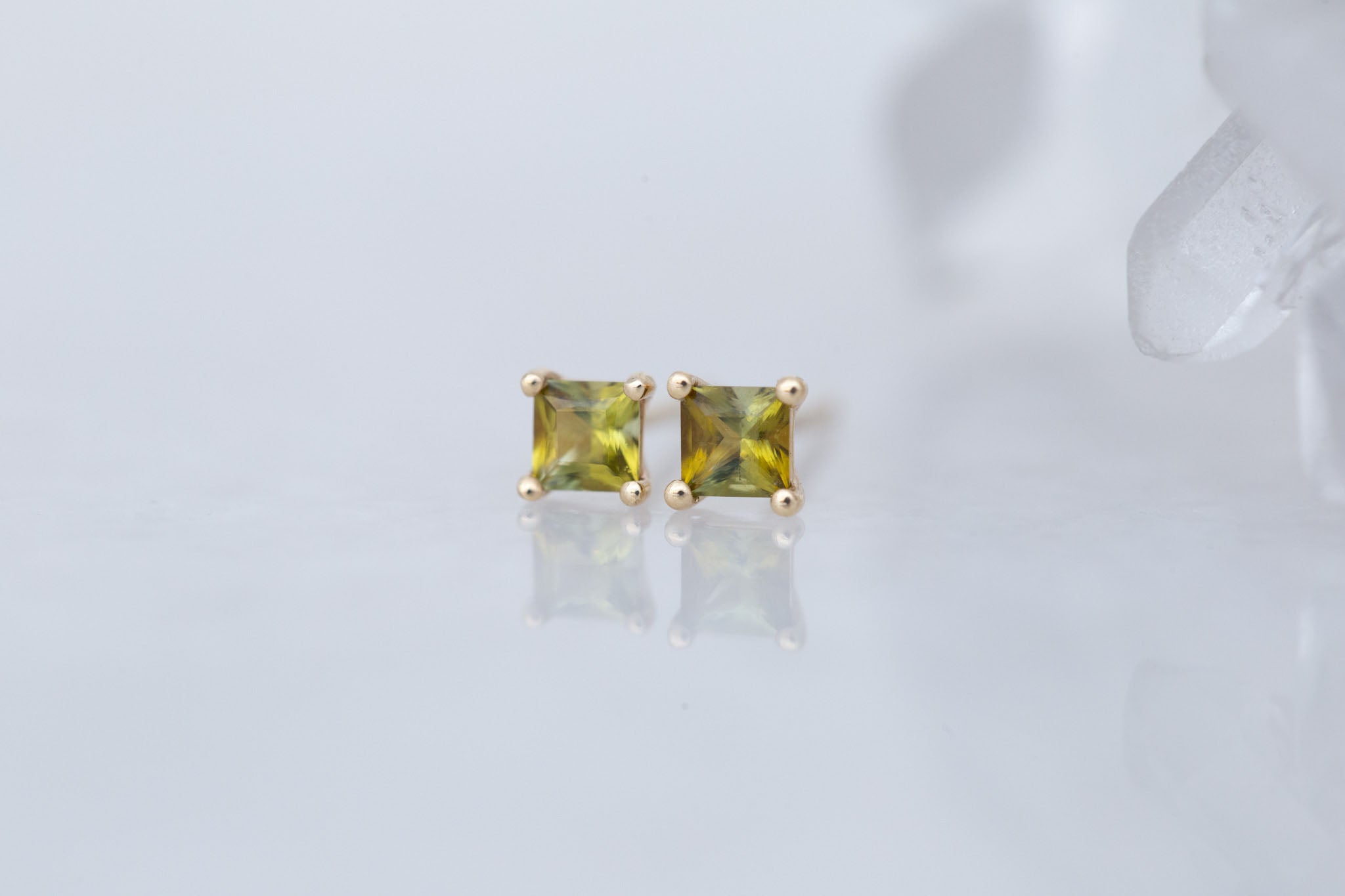 Princess Cut Tourmaline Earrings | 14k Recycled Gold