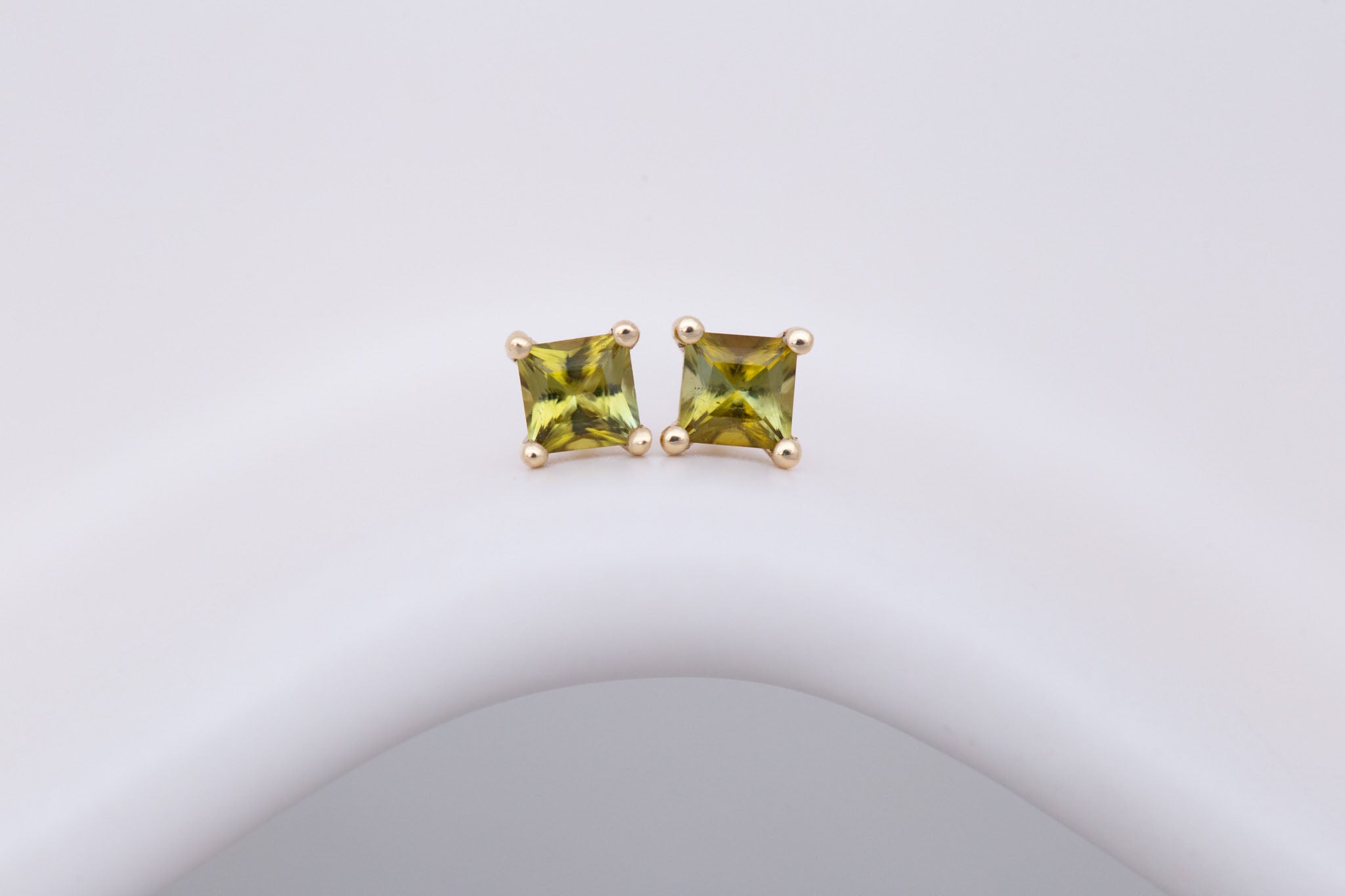 Princess Cut Tourmaline Earrings | 14k Recycled Gold