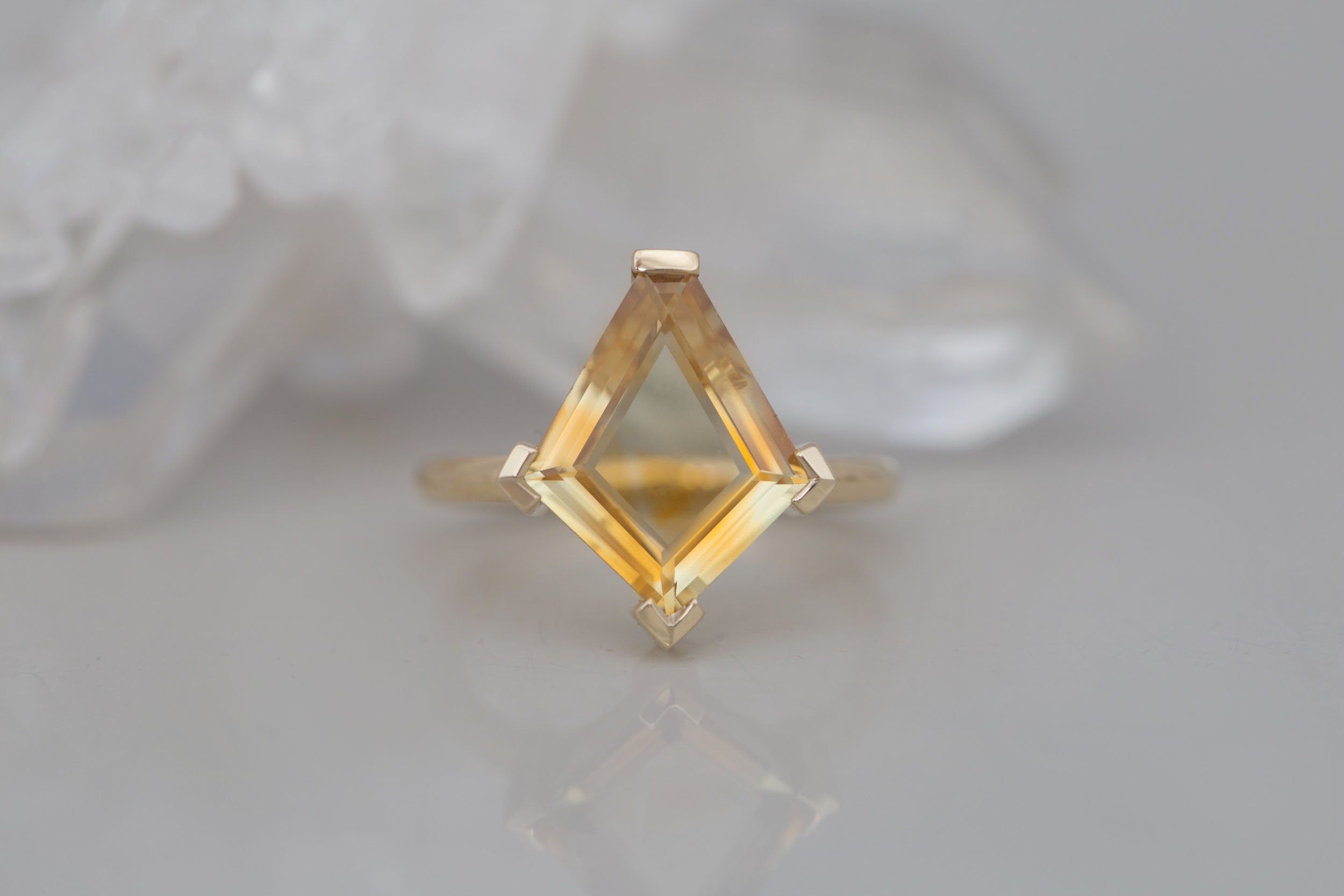 Mesa Ring | Montana Bicolor Kite Sapphire Solitaire Engagement Ring 4.64 ct | 14k Recycled Gold | One of a Kind