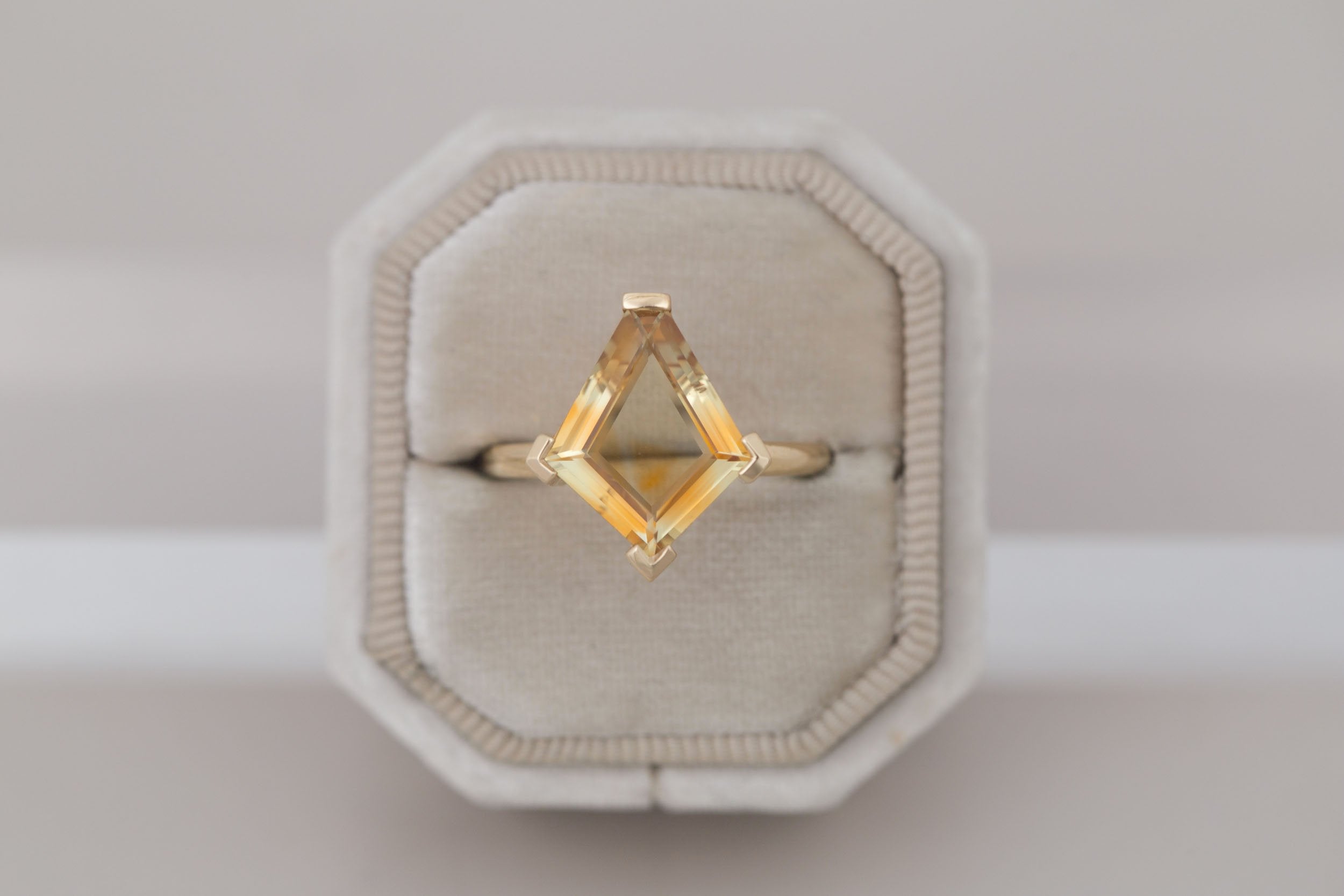 Mesa Ring | Montana Bicolor Kite Sapphire Solitaire Engagement Ring 4.64 ct | 14k Recycled Gold | One of a Kind