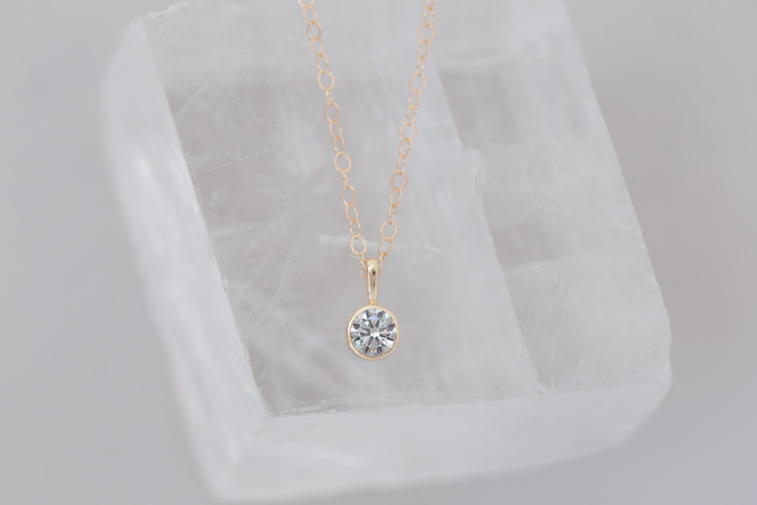 Lab Diamond Necklace | The Birthstone Collection | April | 14k Recycled Gold