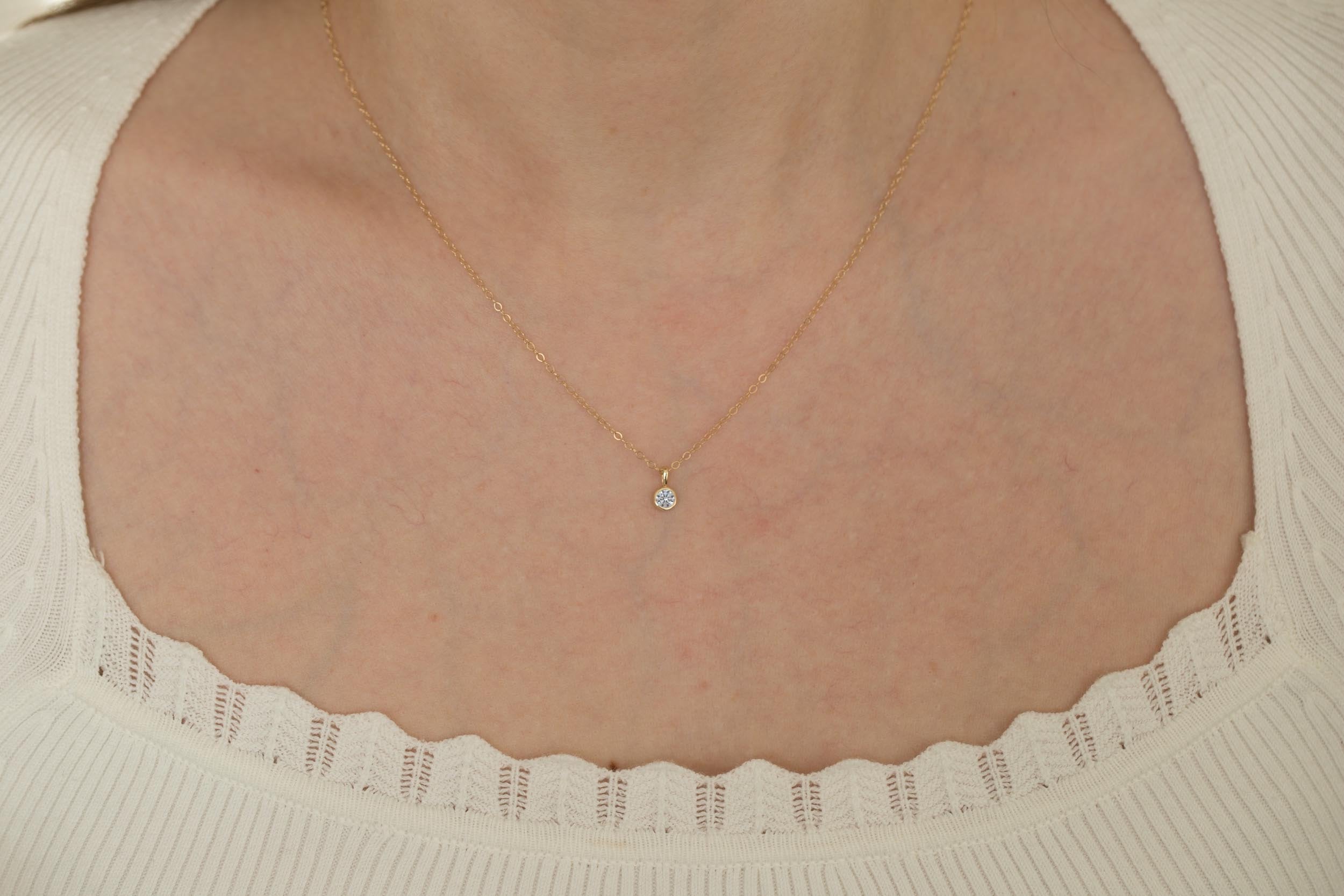 Lab Diamond Pendant | The Birthstone Collection | April | 14k Recycled Gold