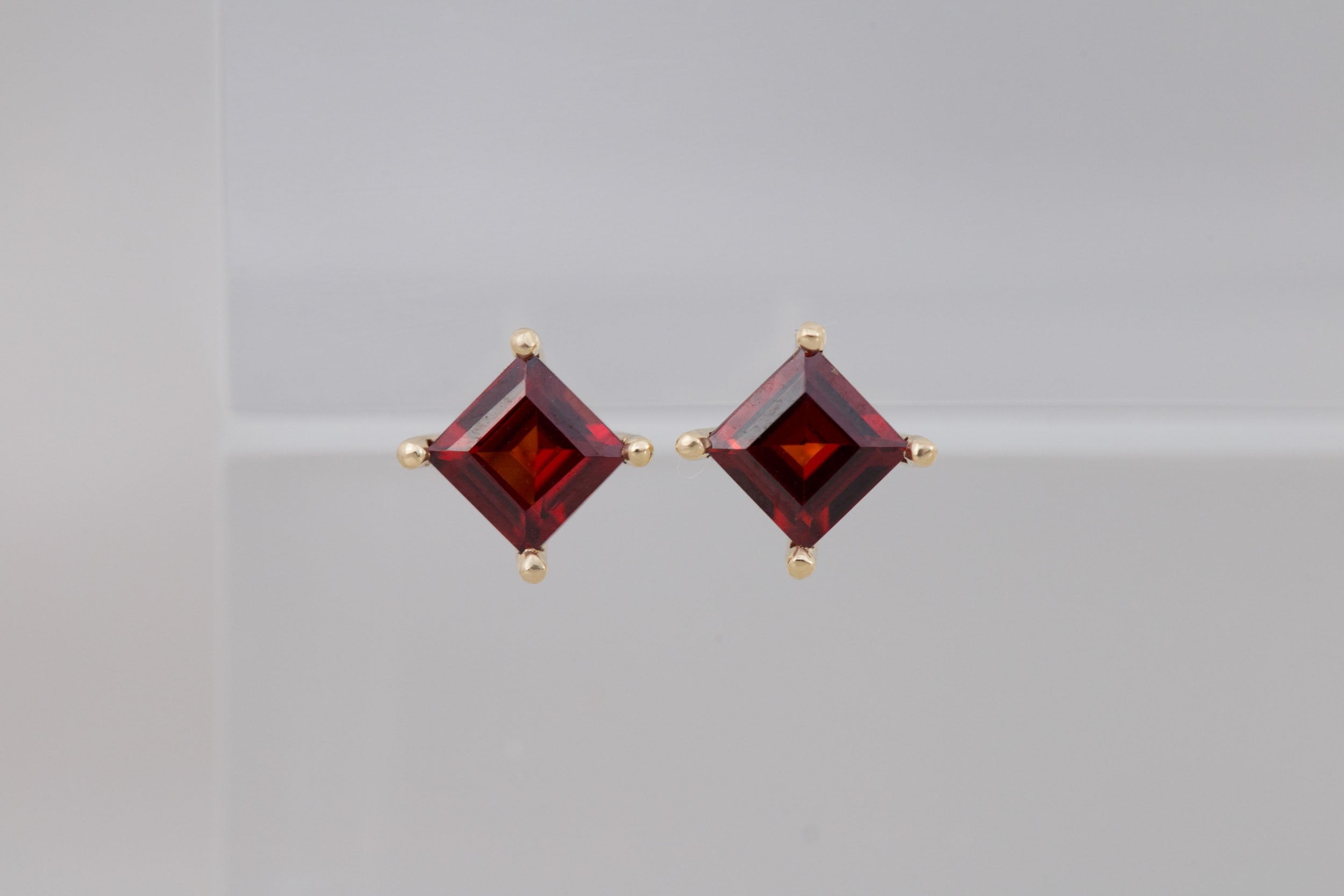 Step Cut Garnet Earrings | 14k Recycled Gold