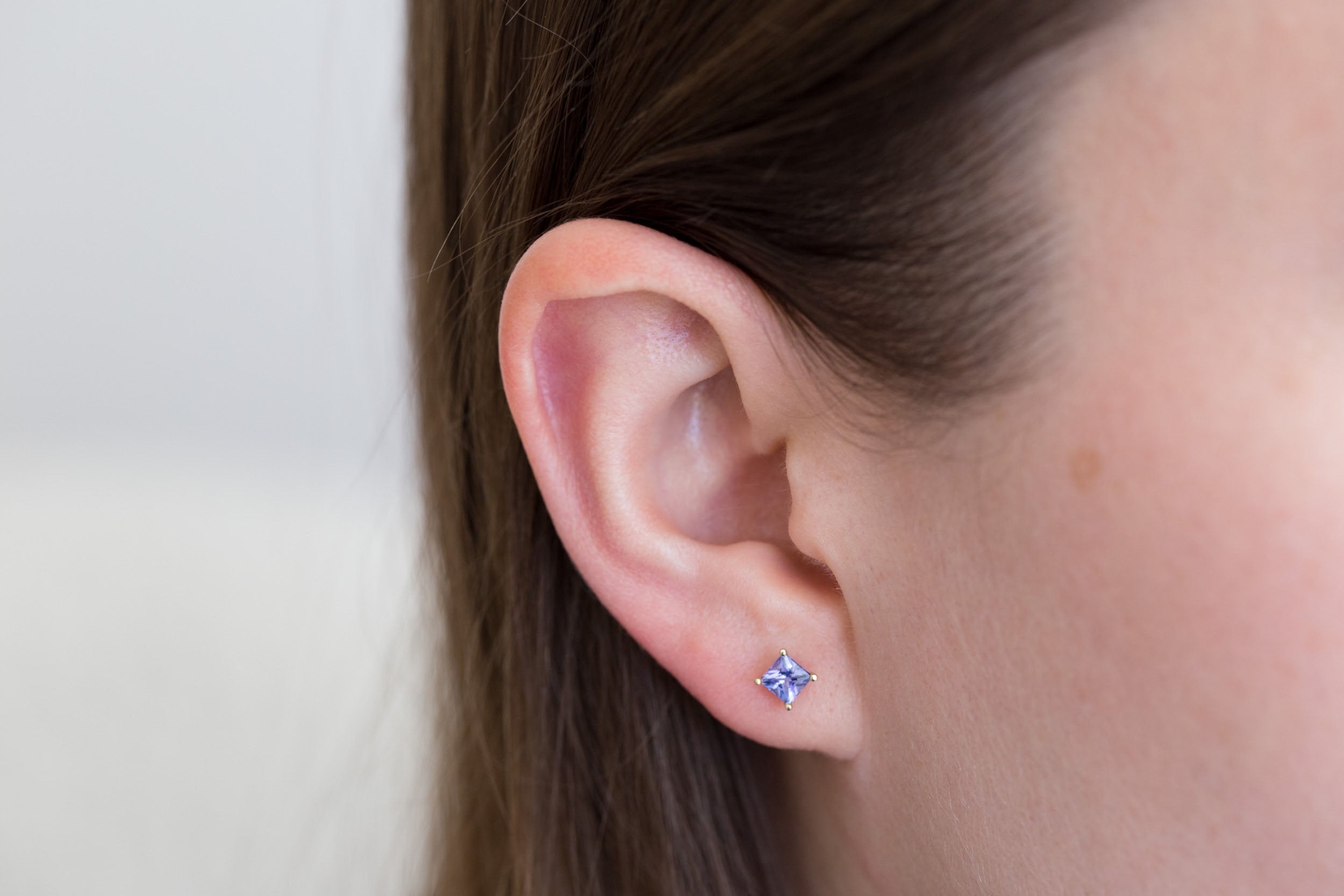 Princess Cut Tanzanite Earrings | 14k Recycled Gold