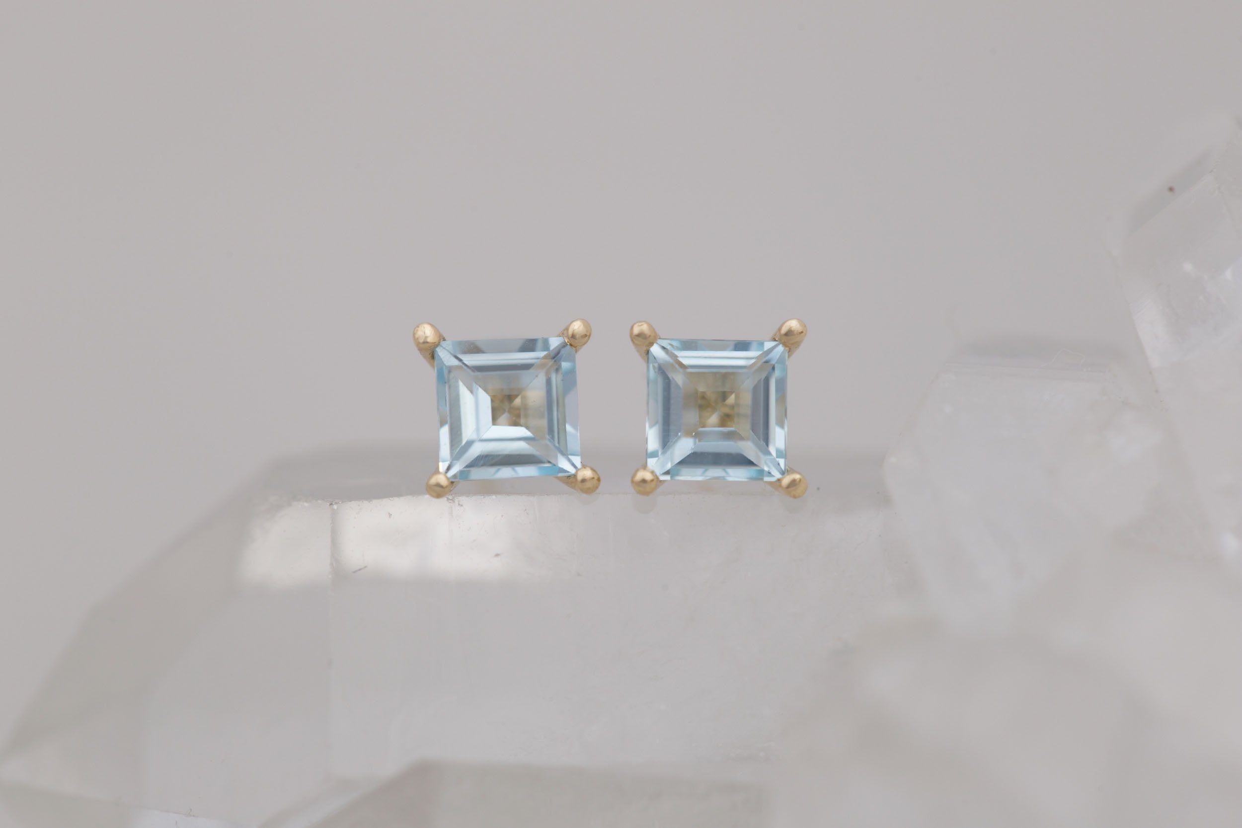 Step Cut Aquamarine Earrings | 14k Recycled Gold