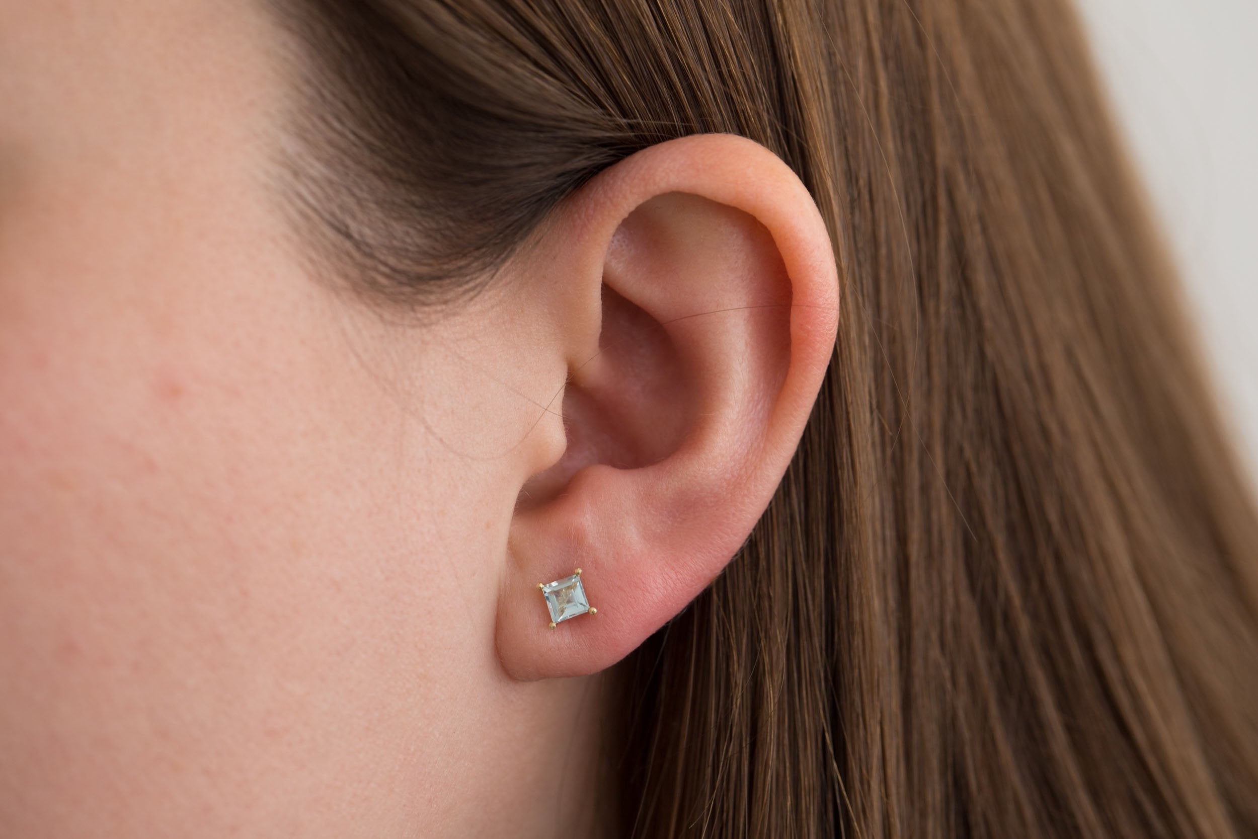 Step Cut Aquamarine Earrings | 14k Recycled Gold