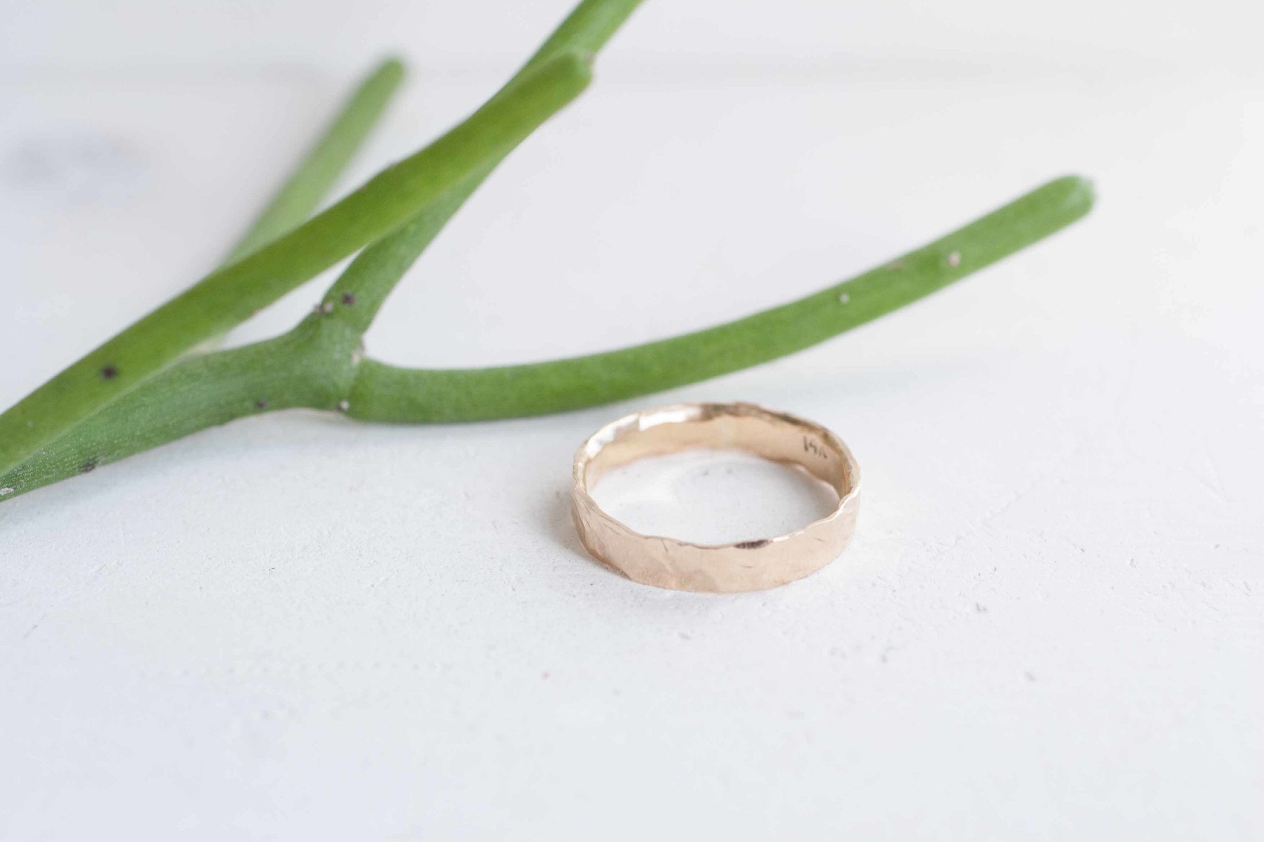 4 x 1.5 mm Organic Textured Band | 14k Recycled Yellow Gold