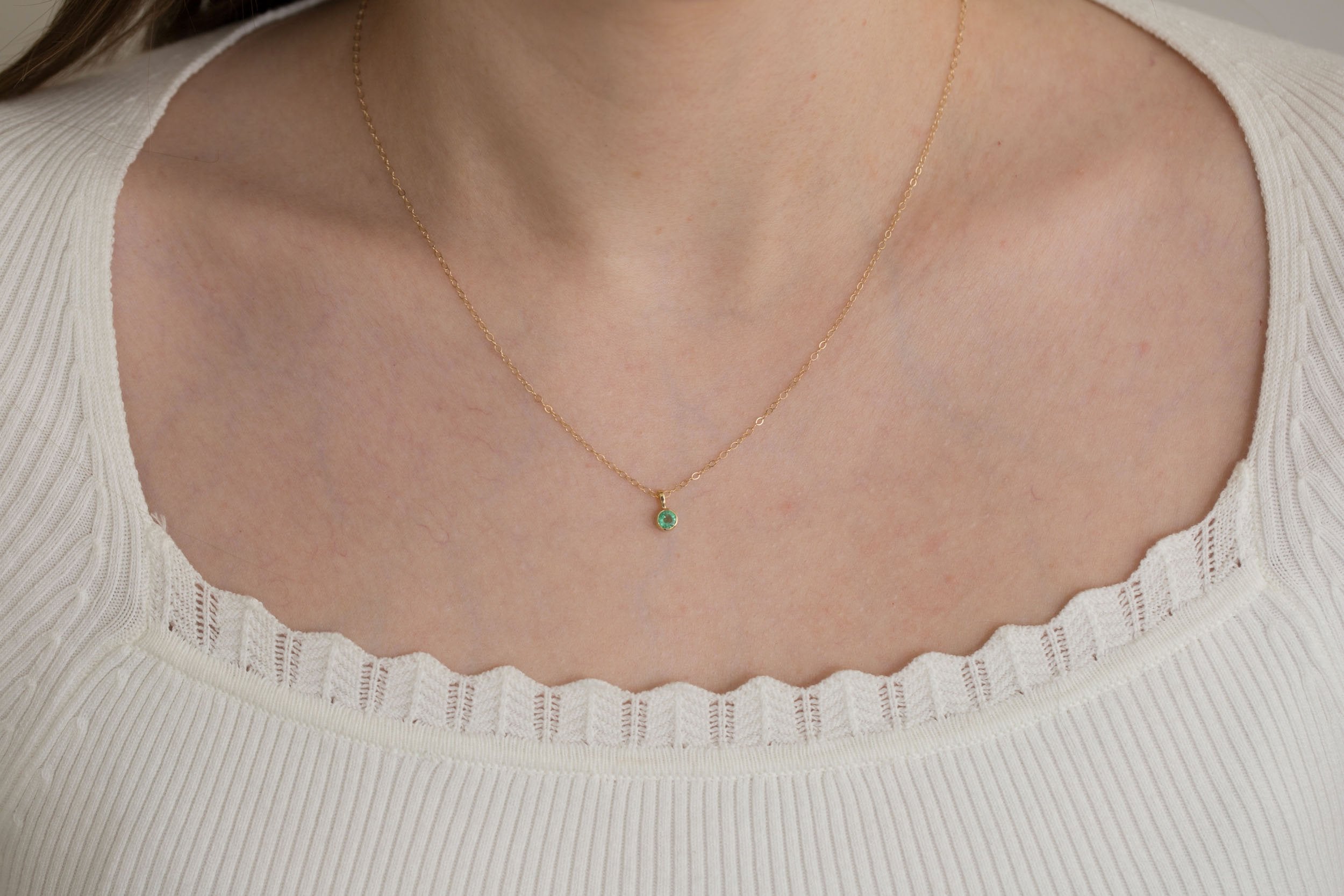 Emerald Pendant | The Birthstone Collection | May | 14k Recycled Gold