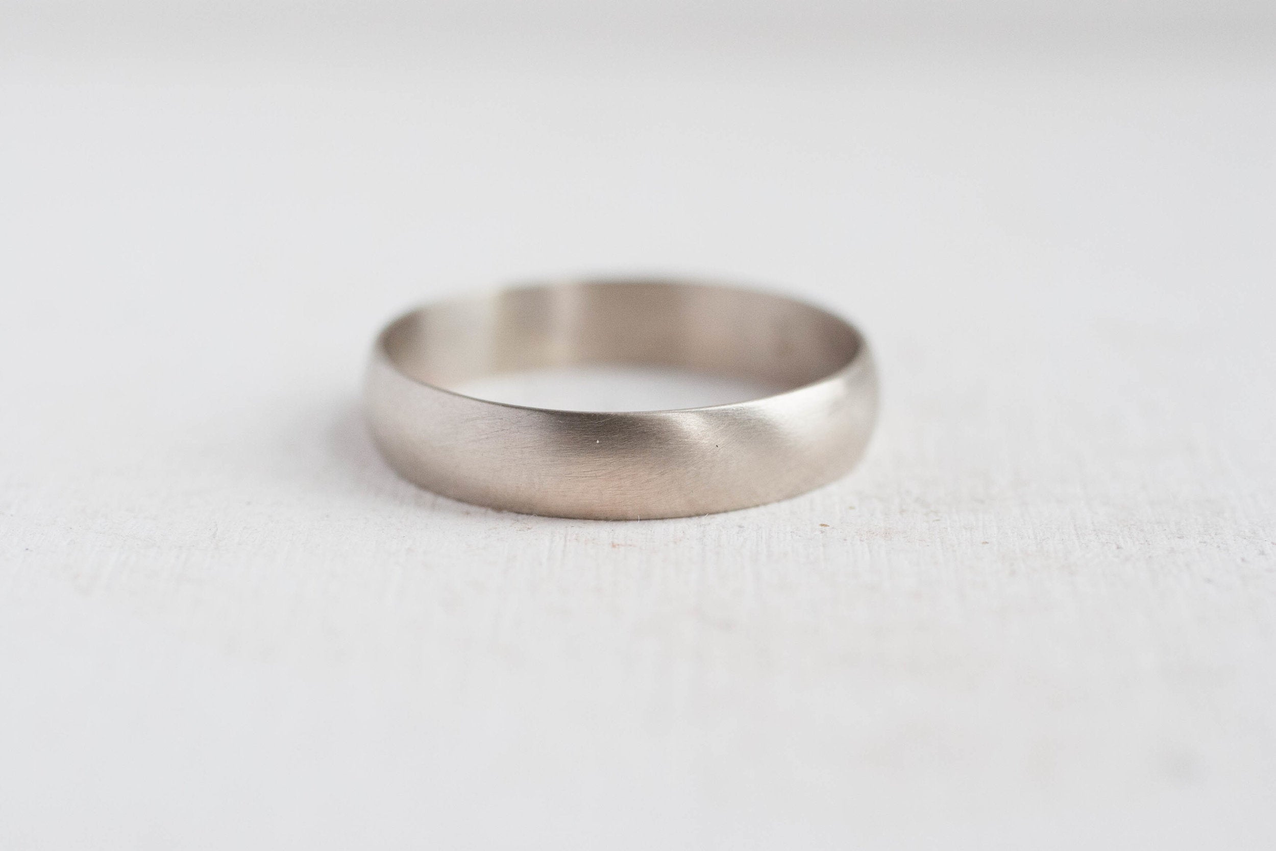5 x 1 mm Half Round Band | 14k Recycled White Gold
