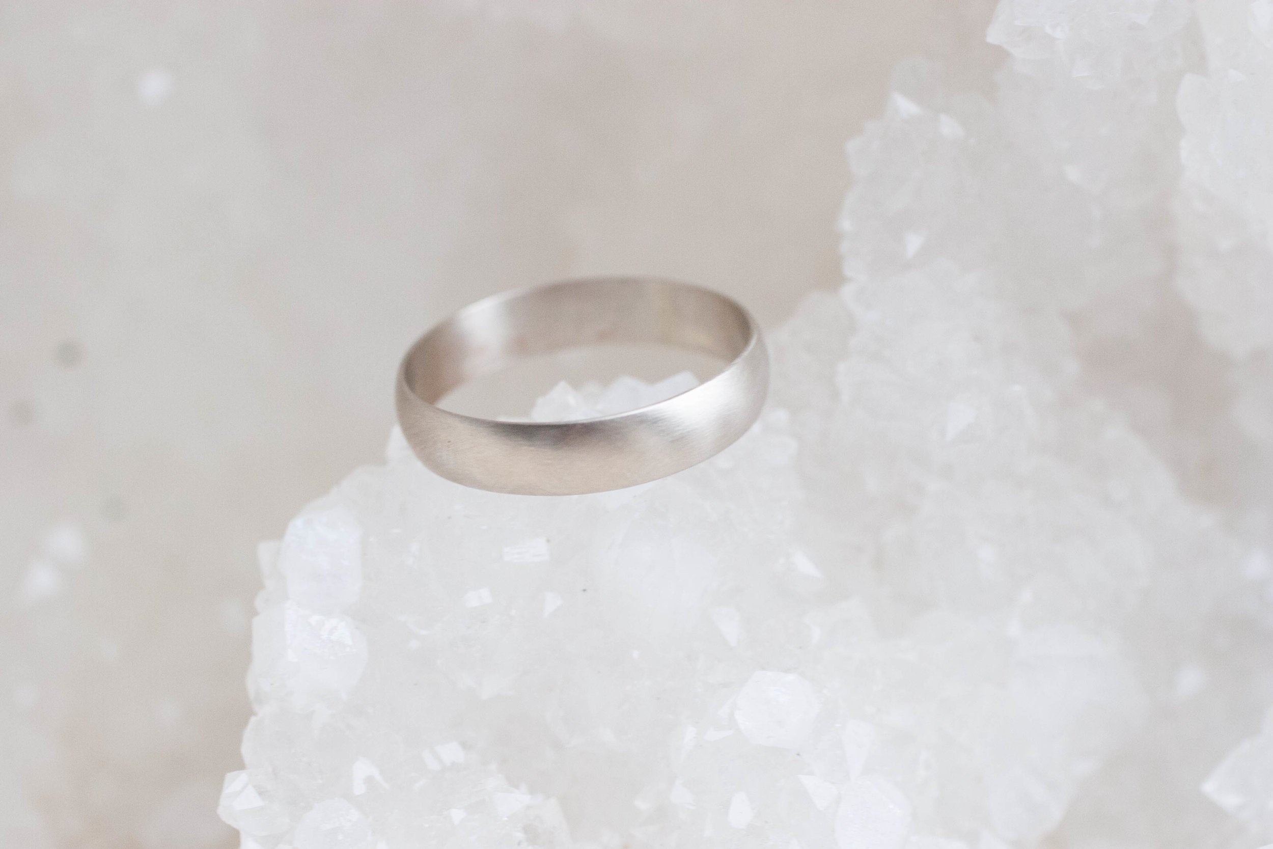 5 x 1 mm Half Round Band | 14k Recycled White Gold