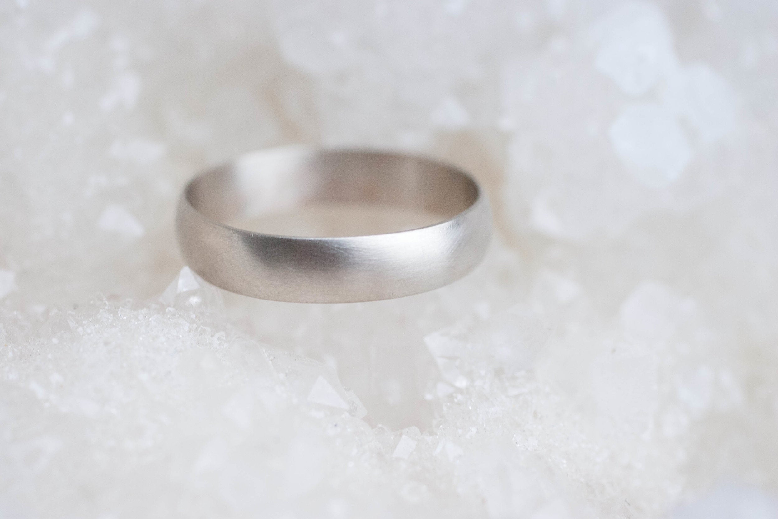 5 x 1 mm Half Round Band | 14k Recycled White Gold