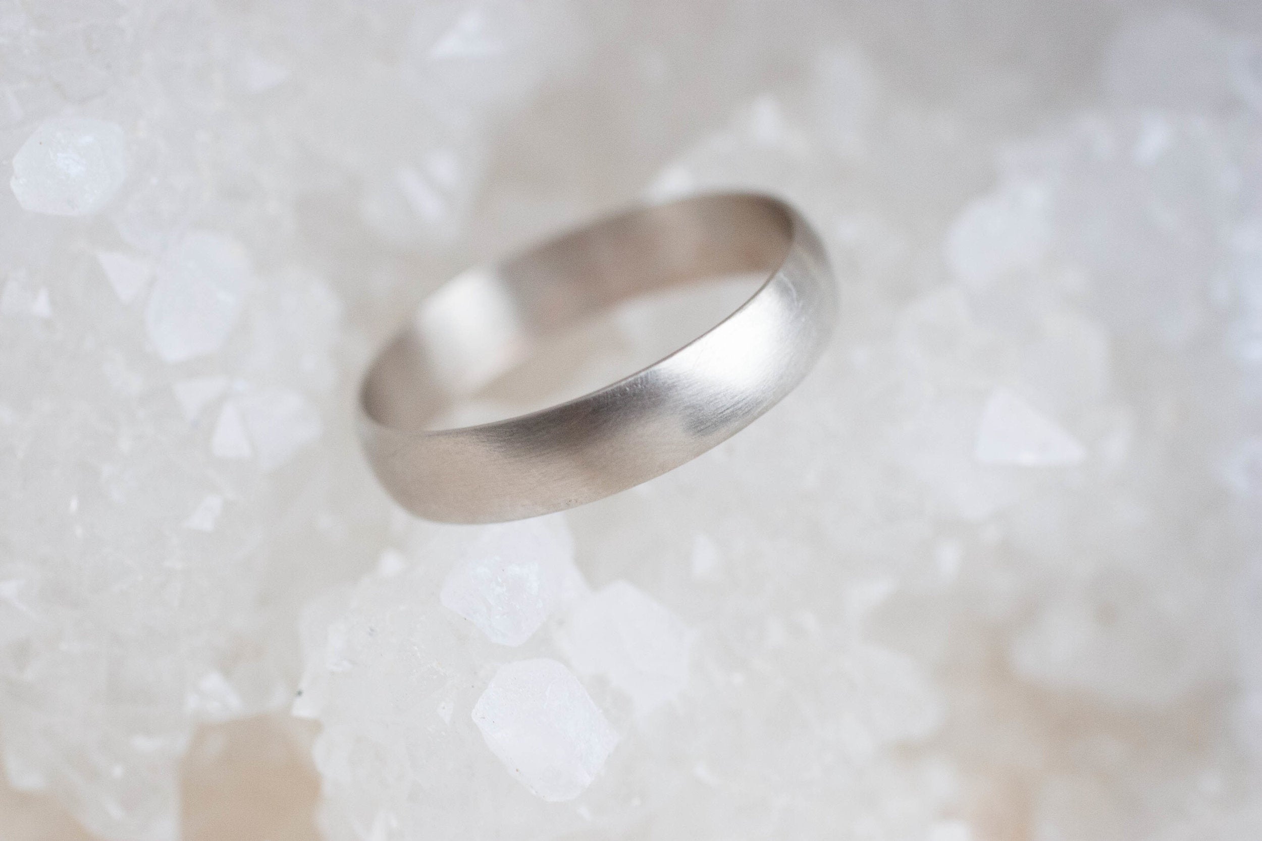 5 x 1 mm Half Round Band | 14k Recycled White Gold