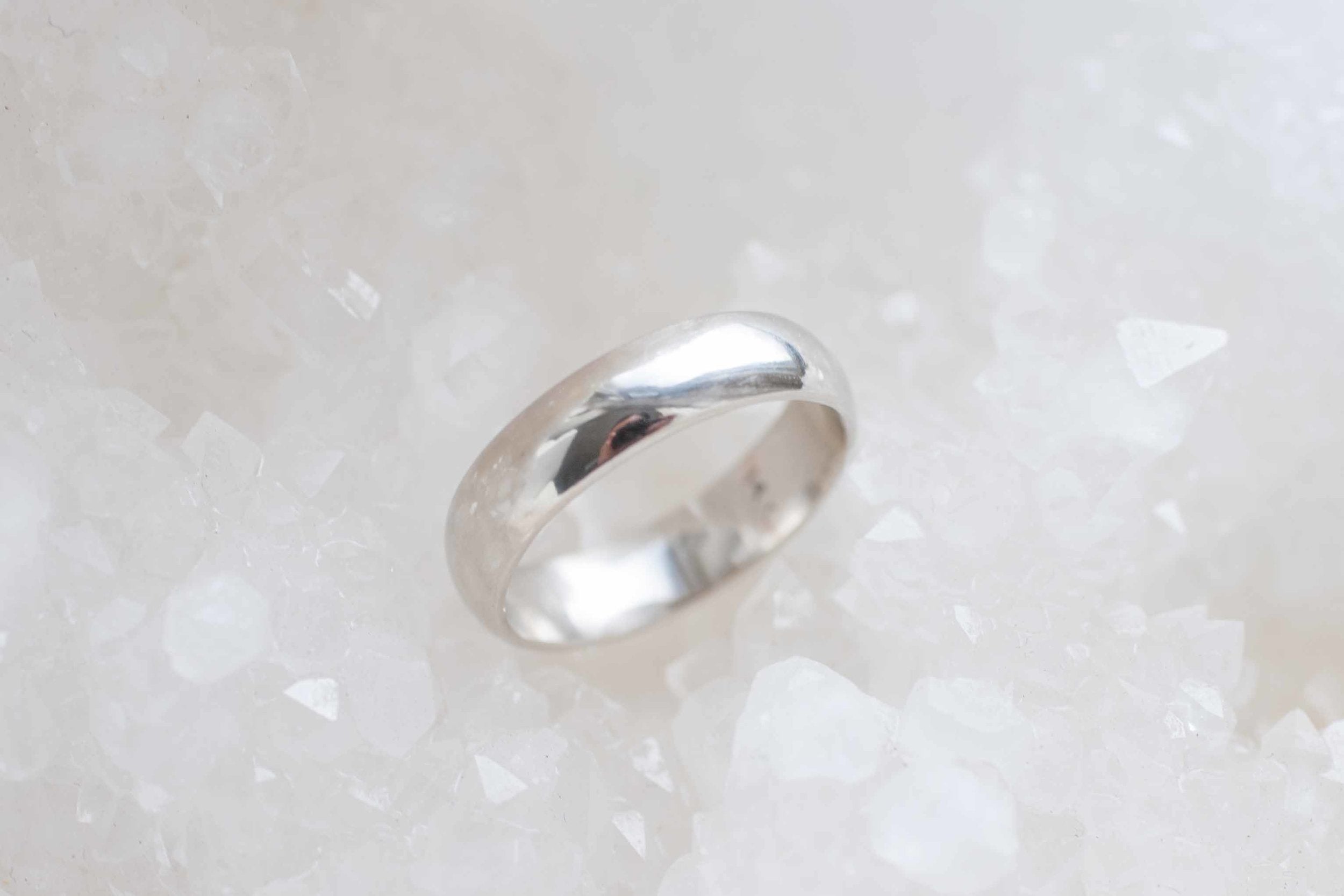 5 x 1.5 mm Half Round Band | 14k Recycled White Gold
