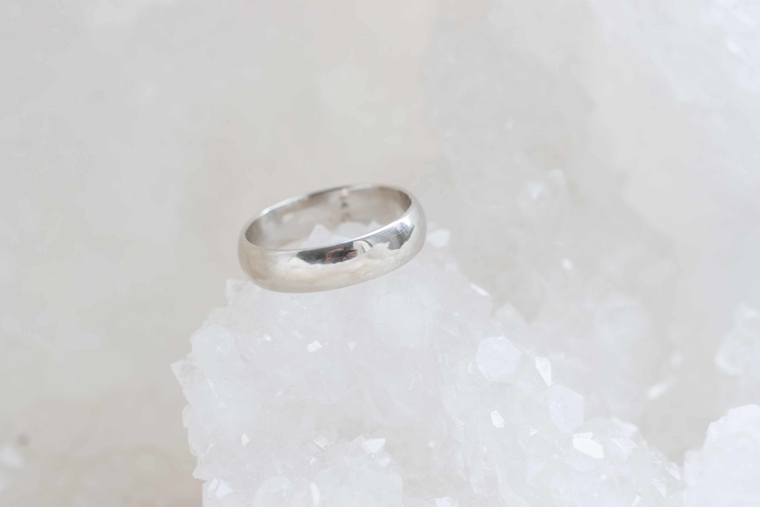 5 x 1.5 mm Half Round Band | 14k Recycled White Gold