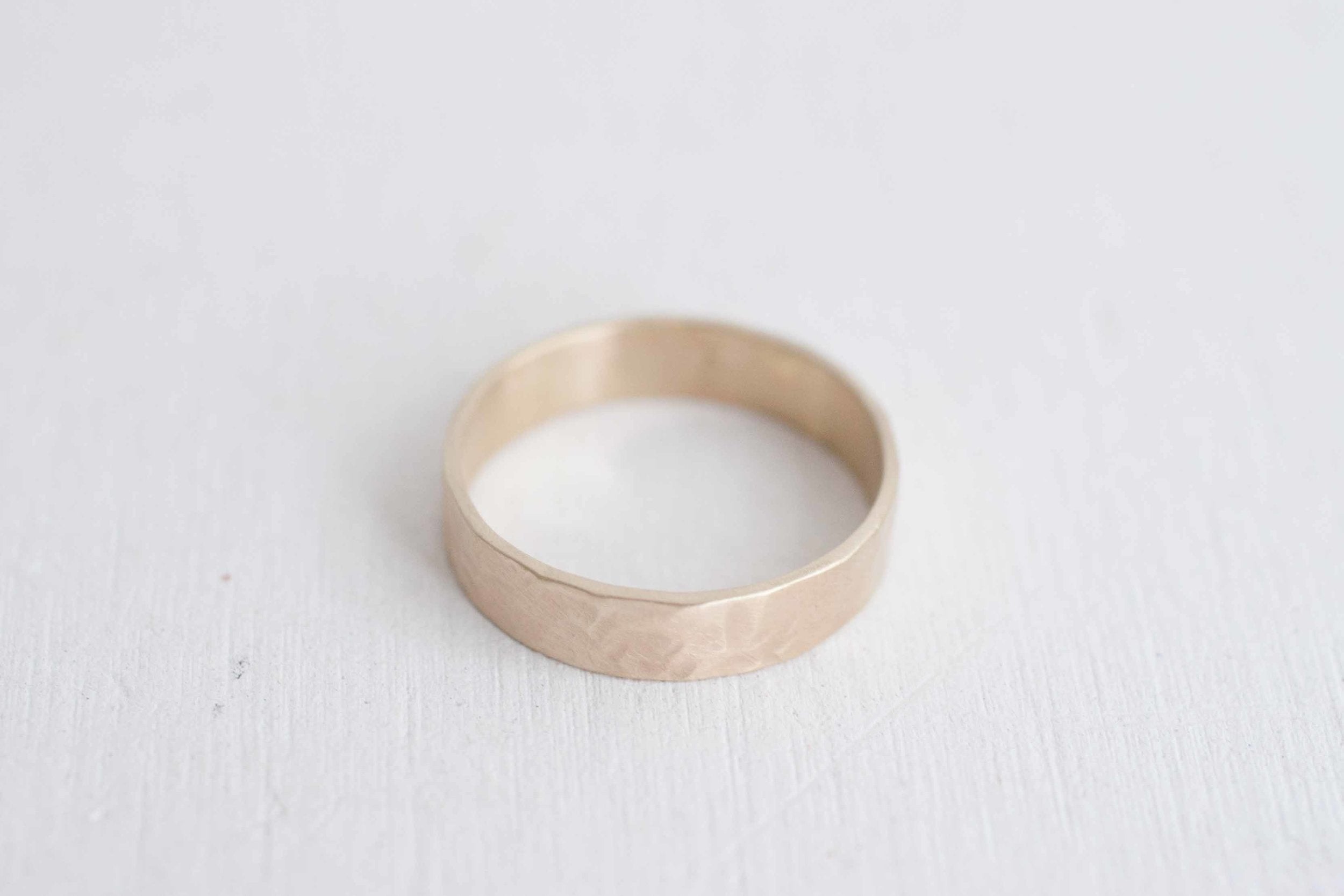 5 x 1 mm Organic Texture Flat Band | 14k Recycled Yellow Gold