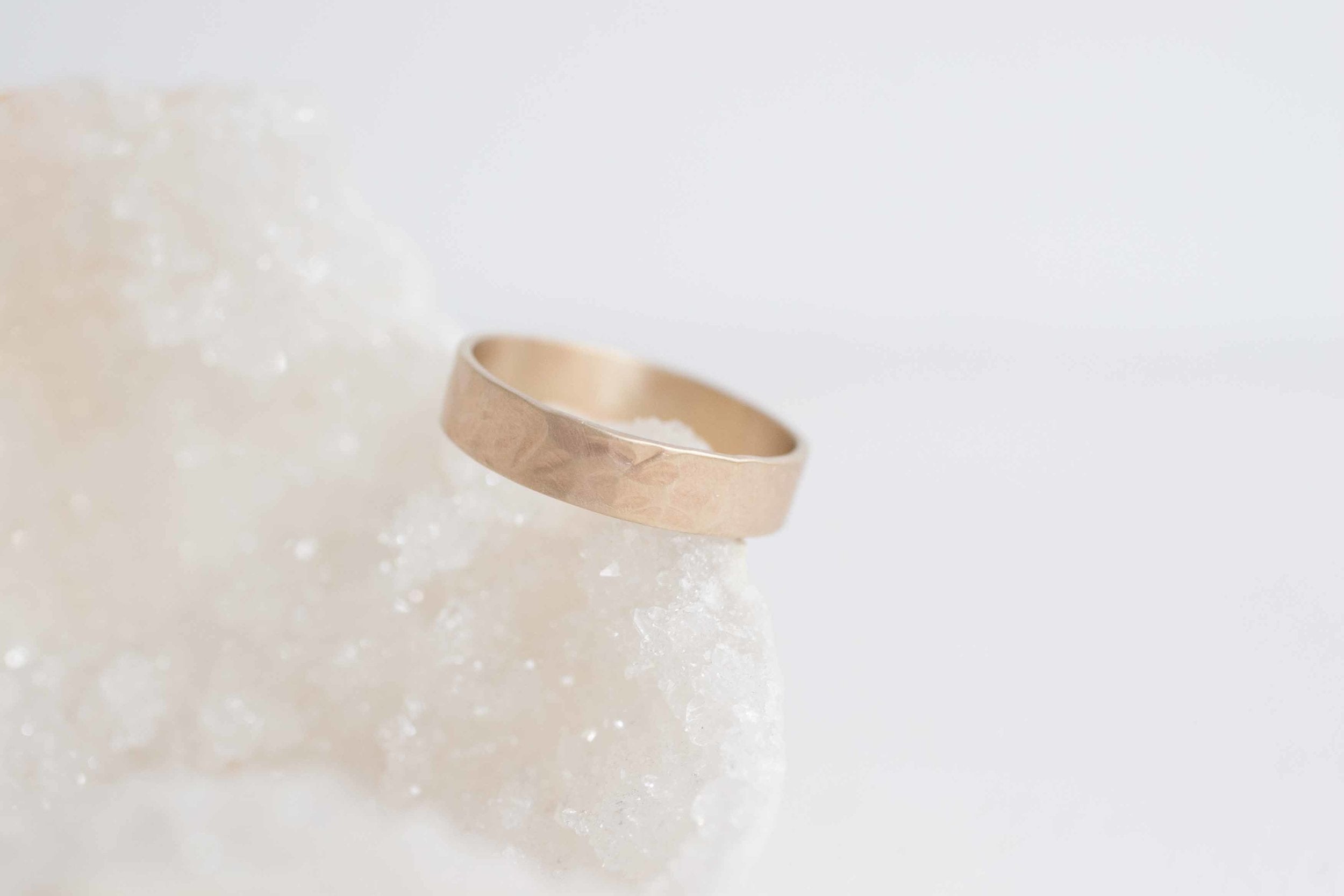 5 x 1 mm Organic Texture Flat Band | 14k Recycled Yellow Gold