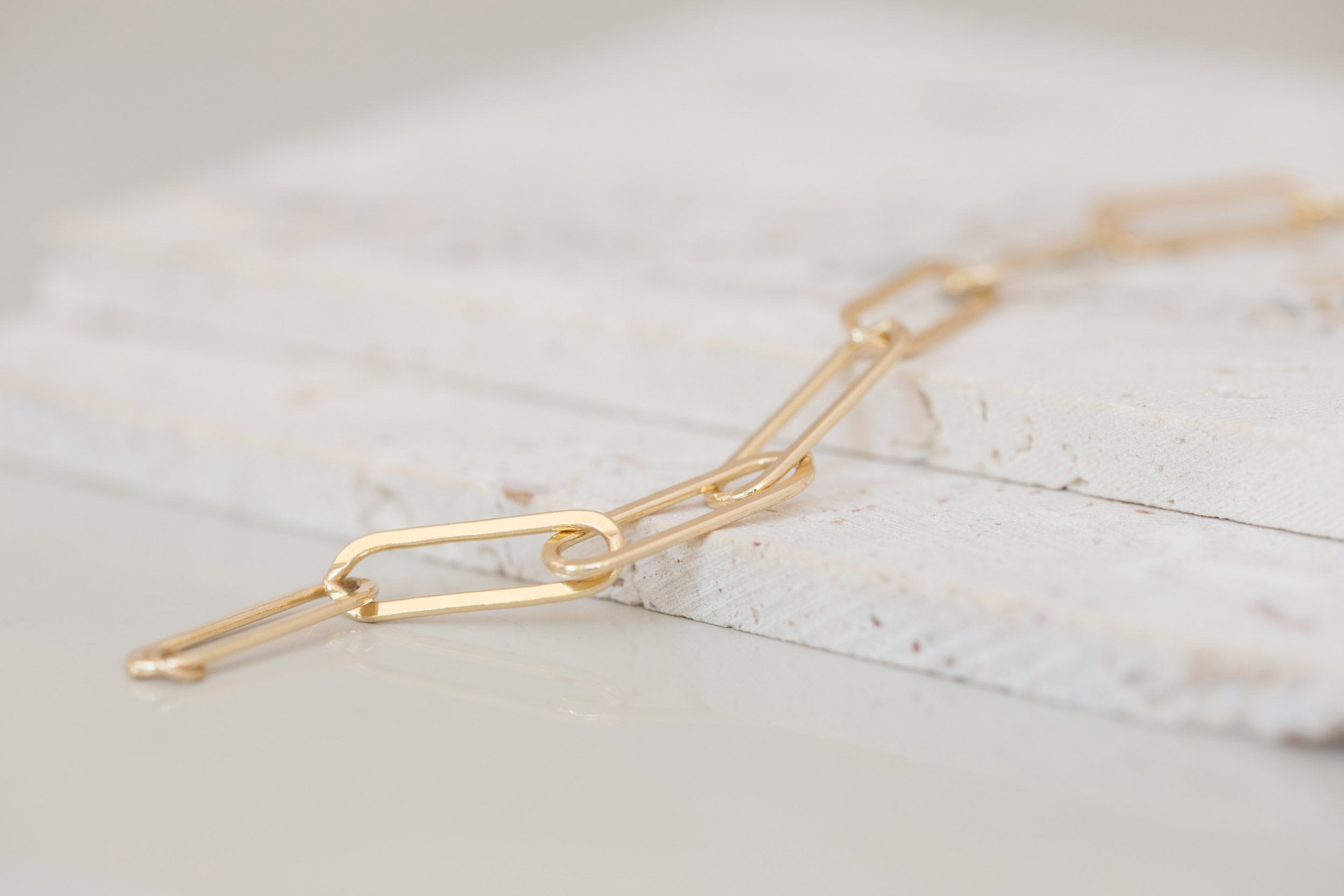 Oversized Flat Link Chain Bracelet |  14k Recycled Gold