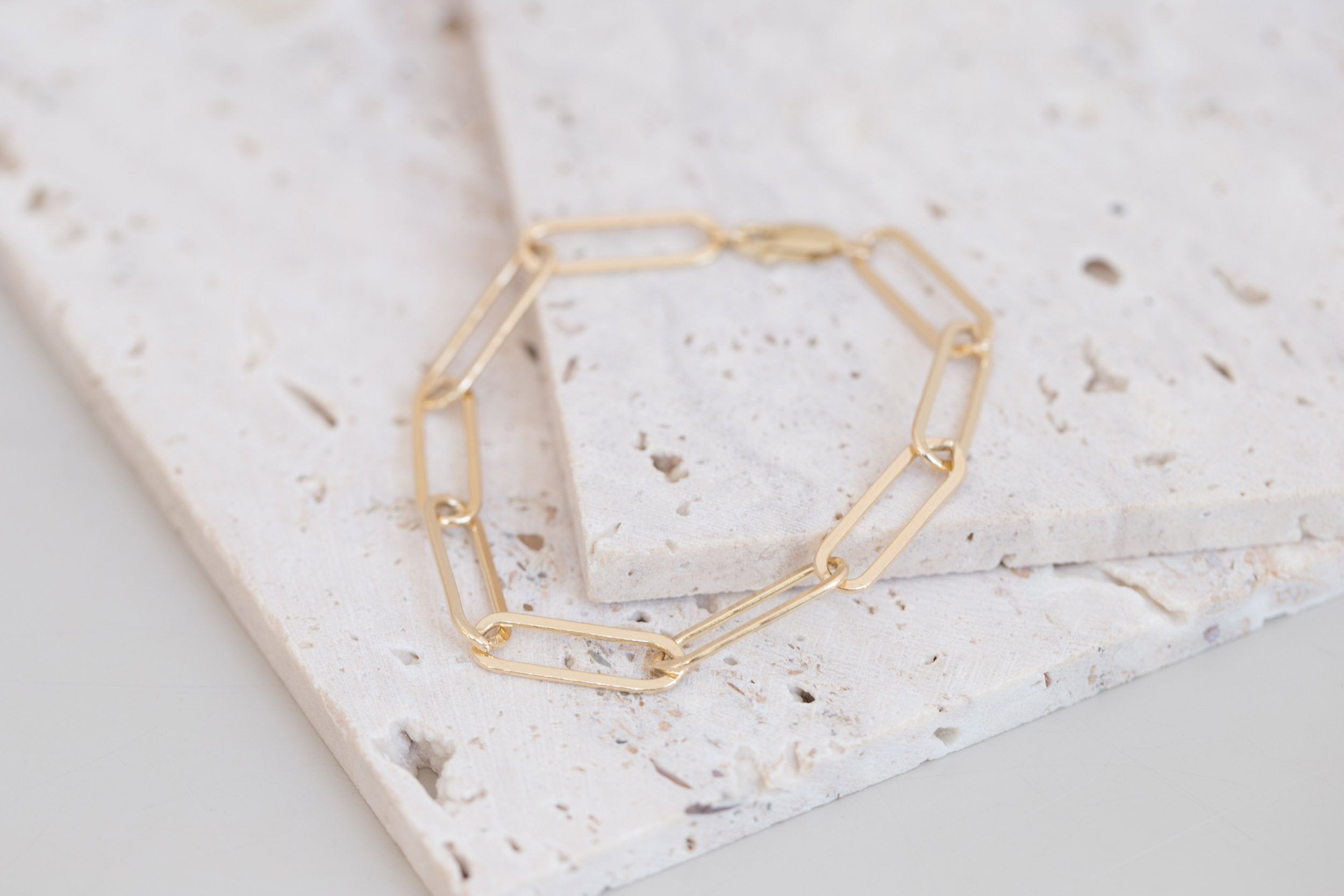 Oversized Flat Link Chain Bracelet | 14k Recycled Gold