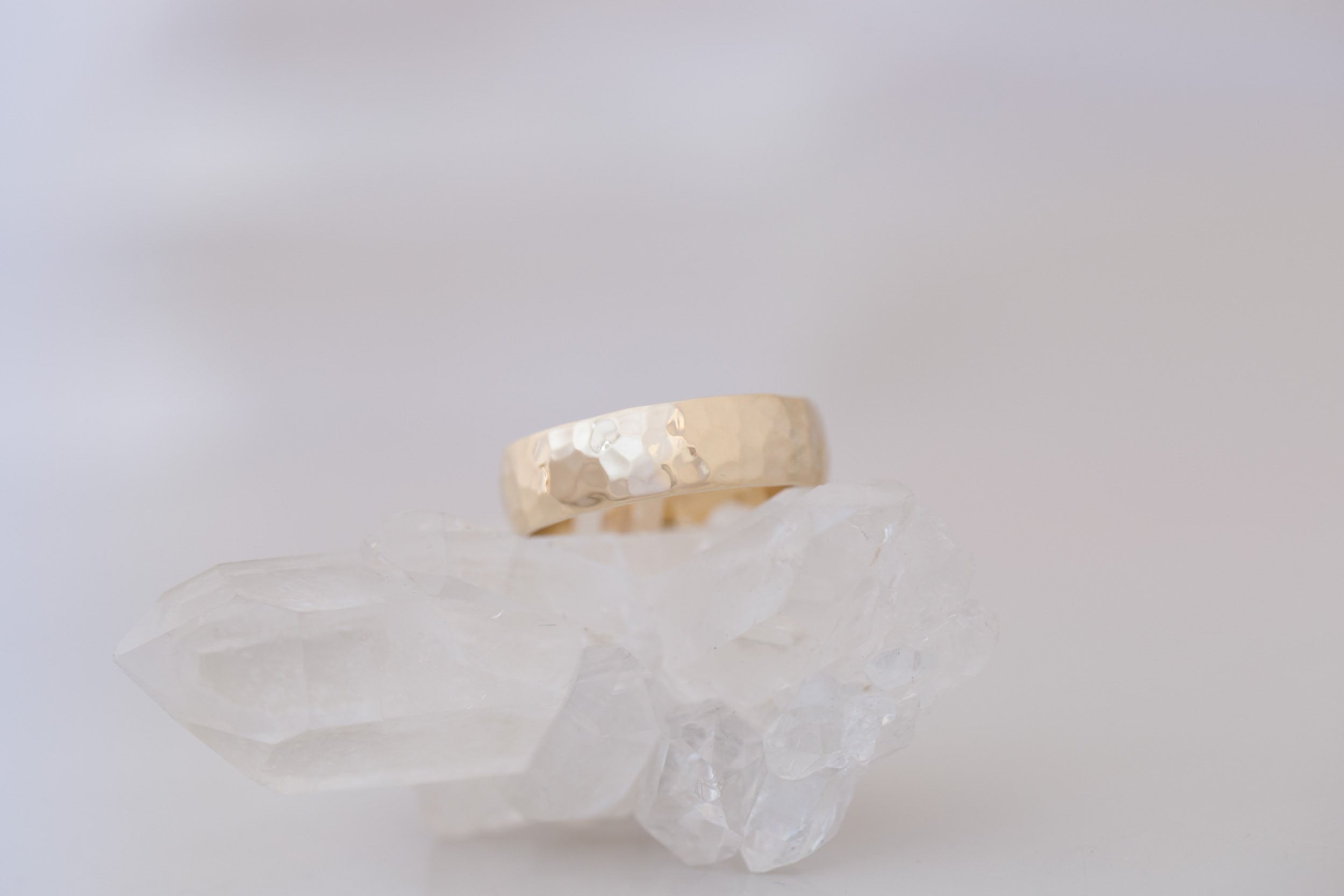 6 x 1.5 mm Hammered Texture Half Round Band | 14k Recycled Yellow Gold