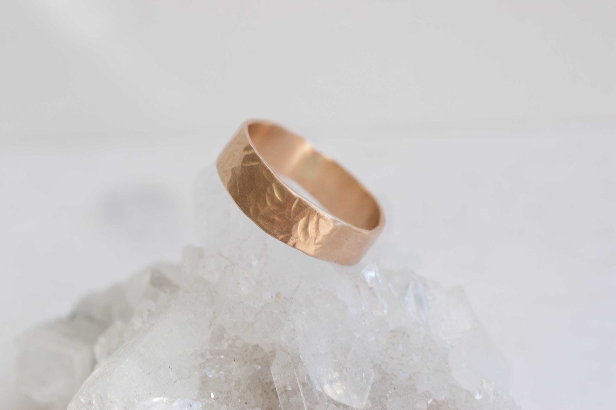 6 x 1.5 mm Organic Texture Flat Band with Organic Edges | 14k Recycled Yellow Gold
