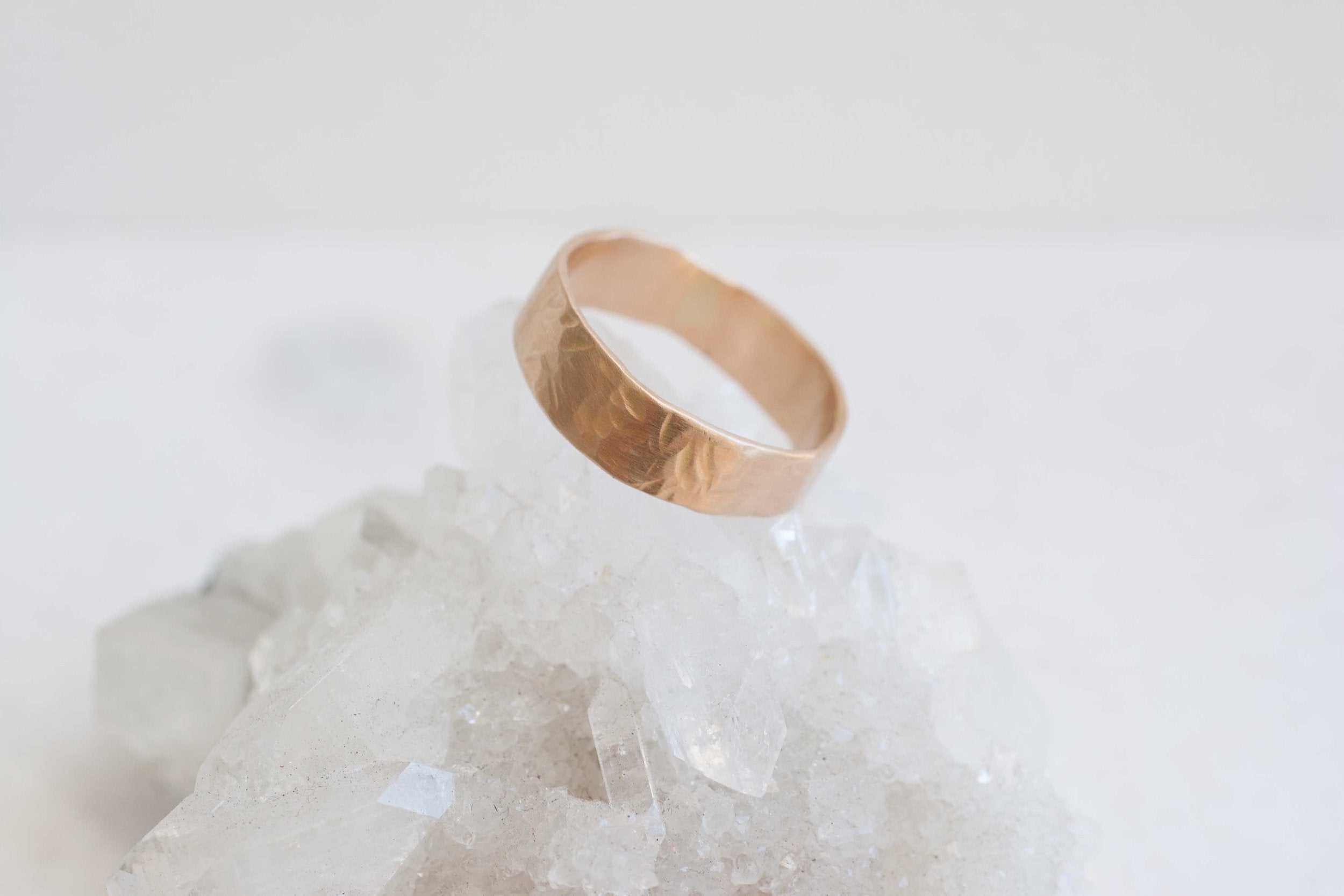 6 x 1.5 mm Organic Texture Flat Band with Organic Edges | 14k Recycled Yellow Gold