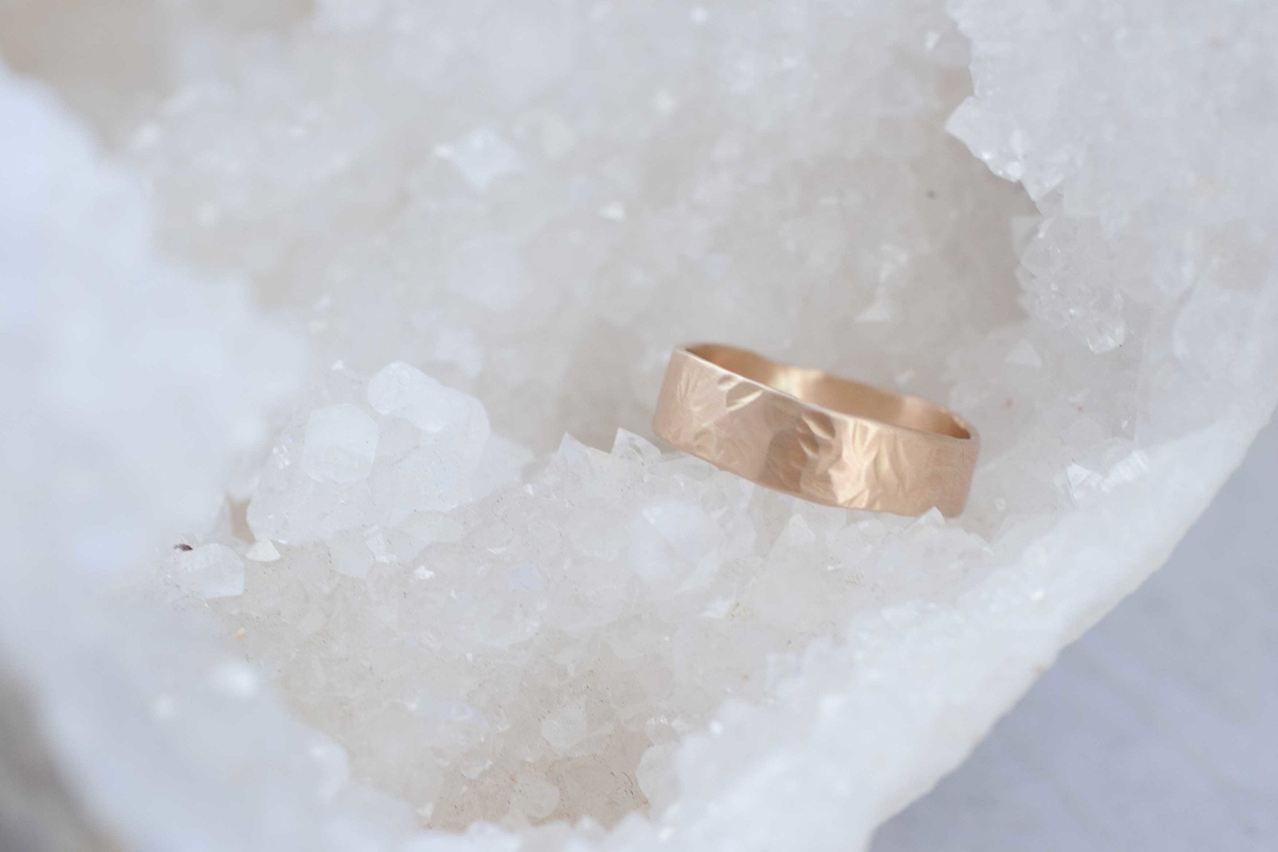 6 x 1.5 mm Organic Texture Flat Band with Organic Edges | 14k Recycled Yellow Gold