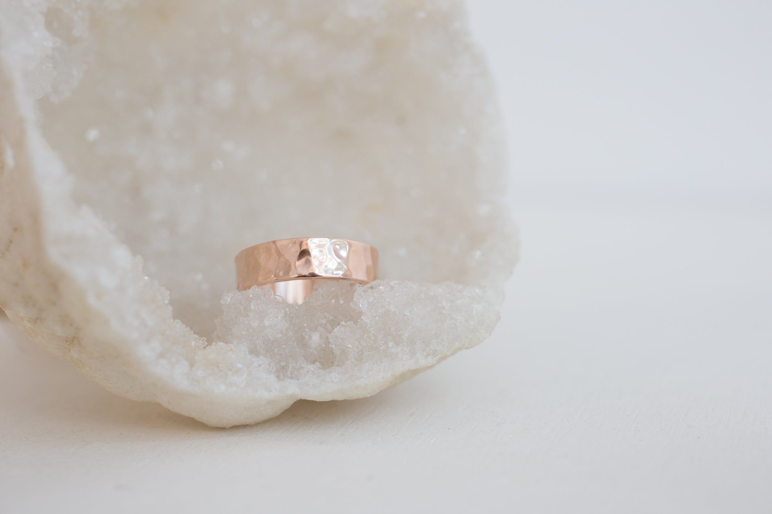 6 x 1 mm Hammered Texture Flat Band | 14k Recycled Rose Gold