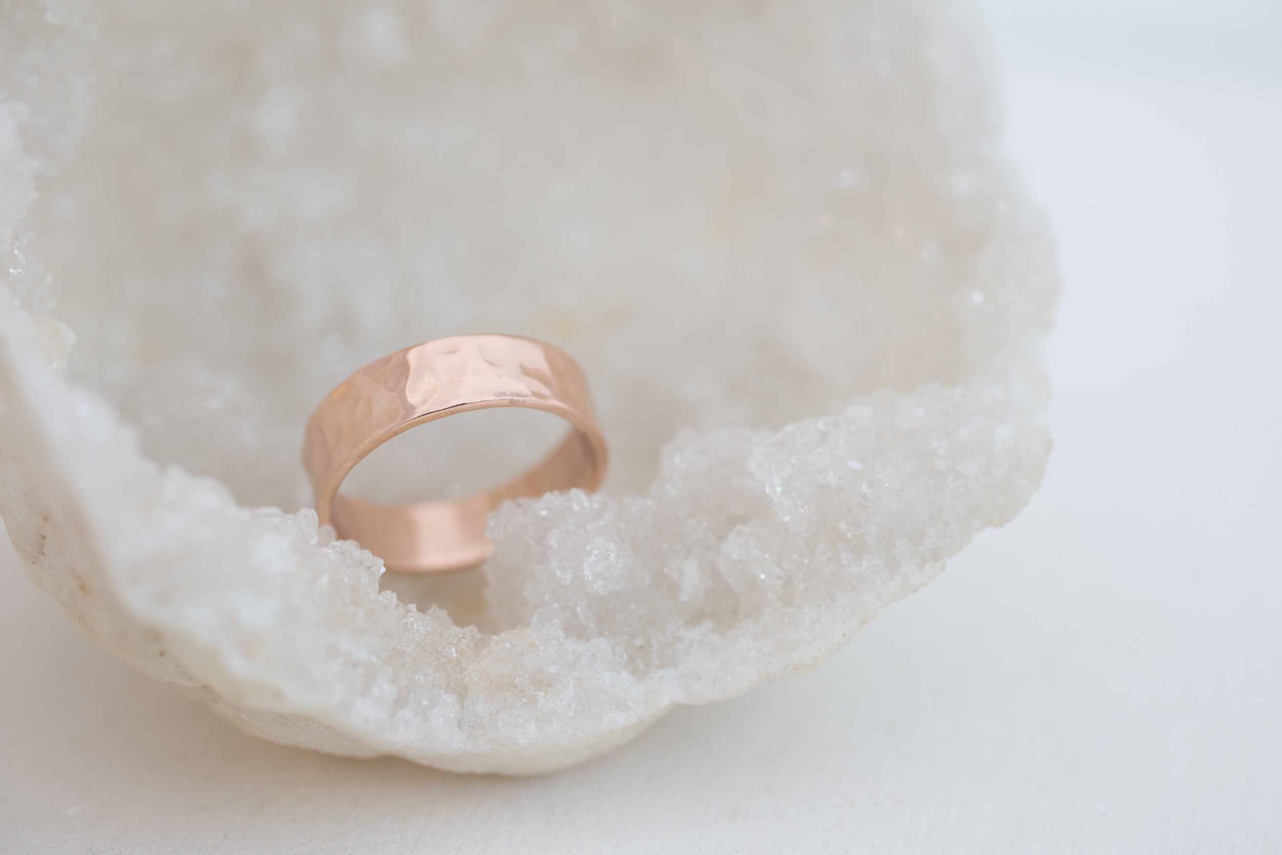 6 x 1 mm Hammered Texture Flat Band | 14k Recycled Rose Gold