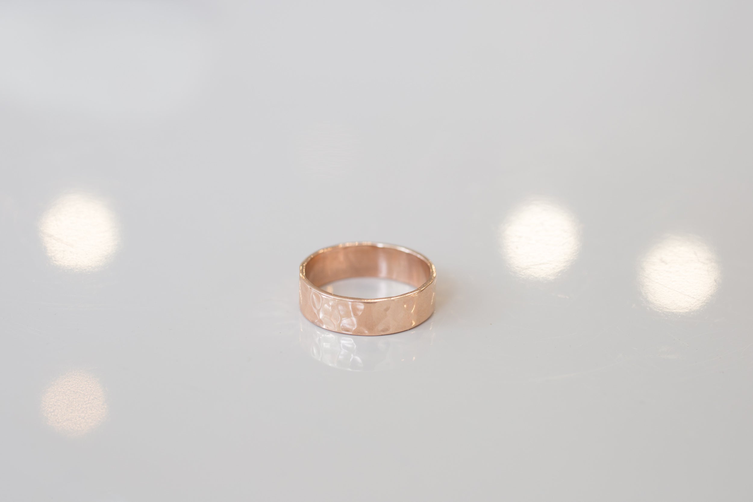 6 x 1 mm Hammered Texture Flat Band | 14k Recycled Rose Gold
