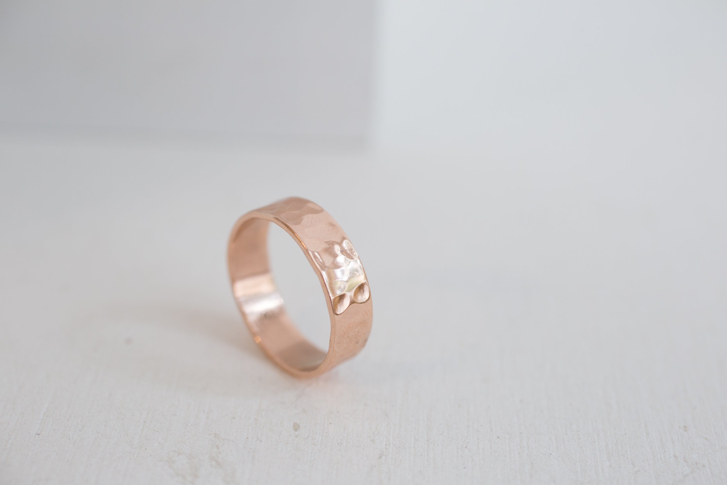 6 x 1 mm Hammered Texture Flat Band | 14k Recycled Rose Gold