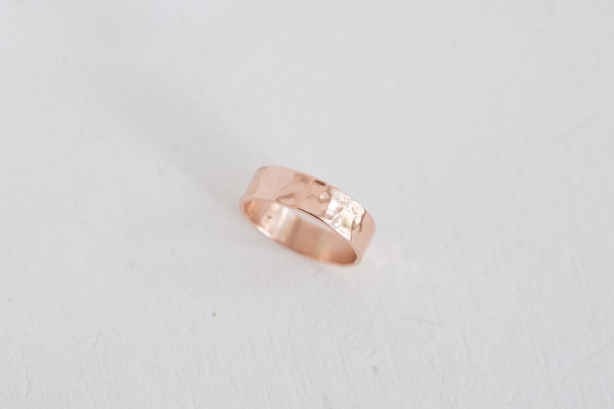 6 x 1 mm Hammered Texture Flat Band | 14k Recycled Rose Gold