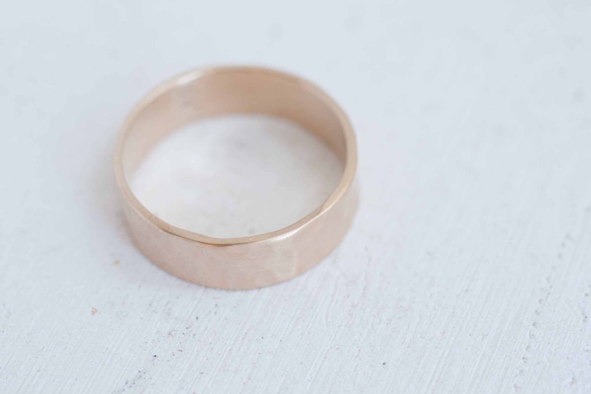 6 x 1 mm Hammered Texture Flat Band | 14k Recycled Yellow Gold