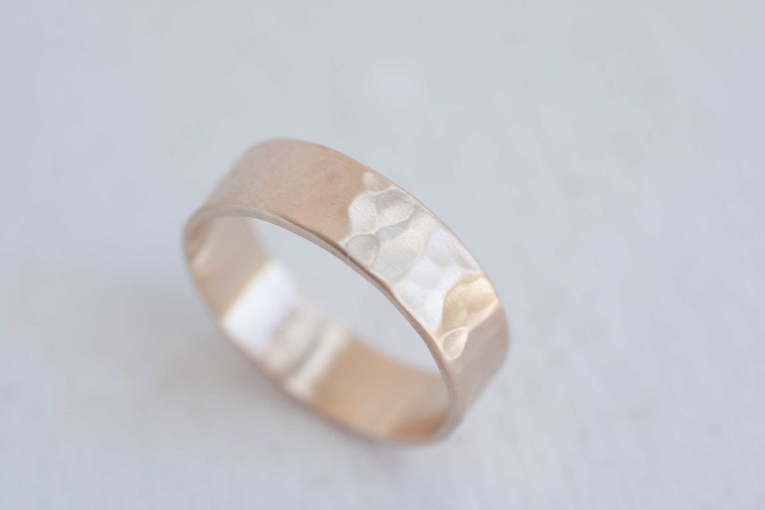 6 x 1 mm Hammered Texture Flat Band | 14k Recycled Yellow Gold