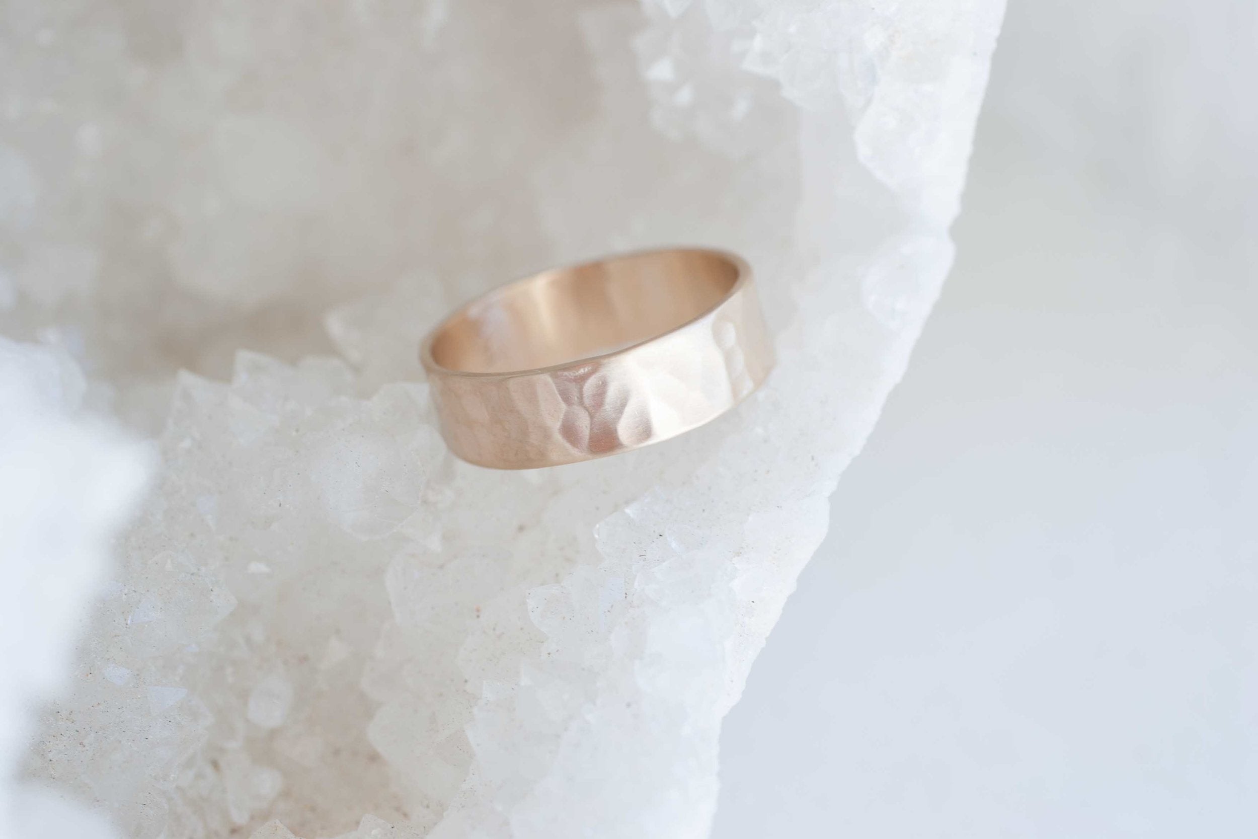 6 x 1 mm Hammered Texture Flat Band | 14k Recycled Yellow Gold