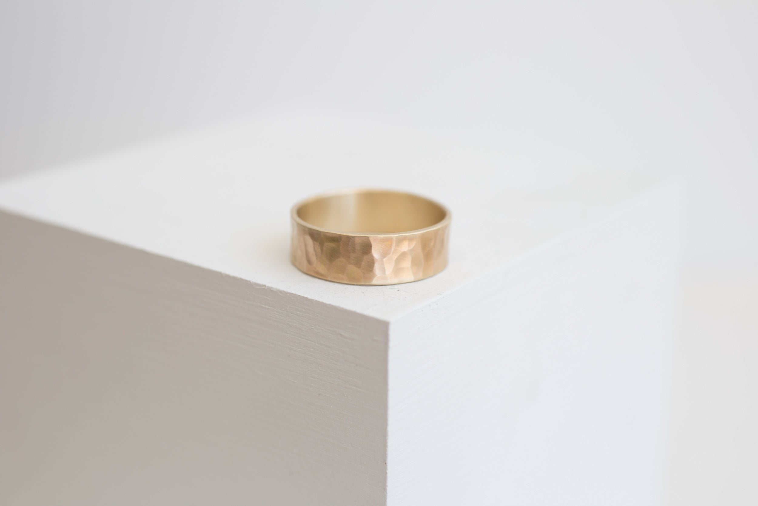 7 x 1 mm Hammered Flat Band | 14k Recycled Yellow Gold